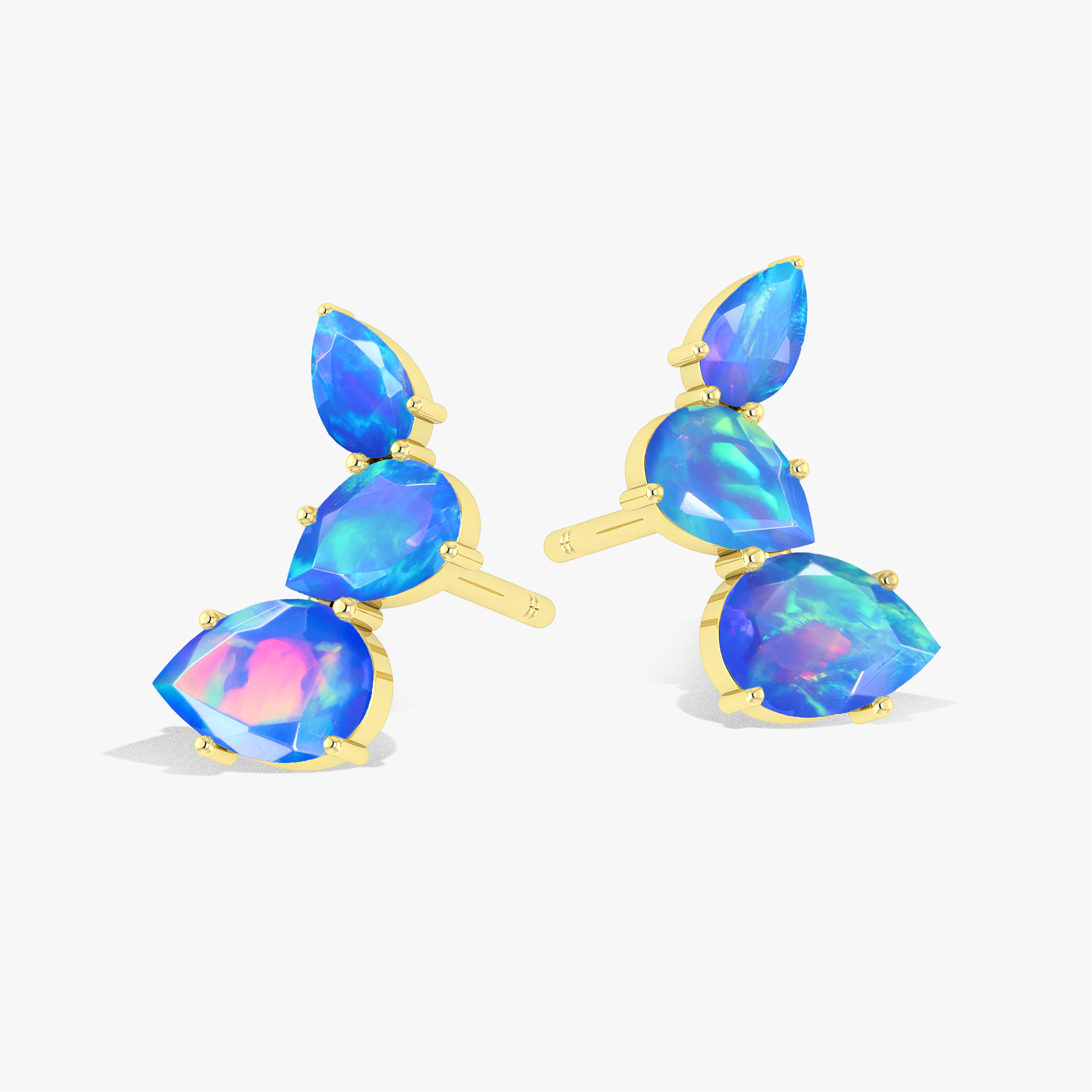 Blue Opal Pear Horn Style Stud Earrings for Women – Dainty Boho Jewelry for Everyday Wear & Special Occasions