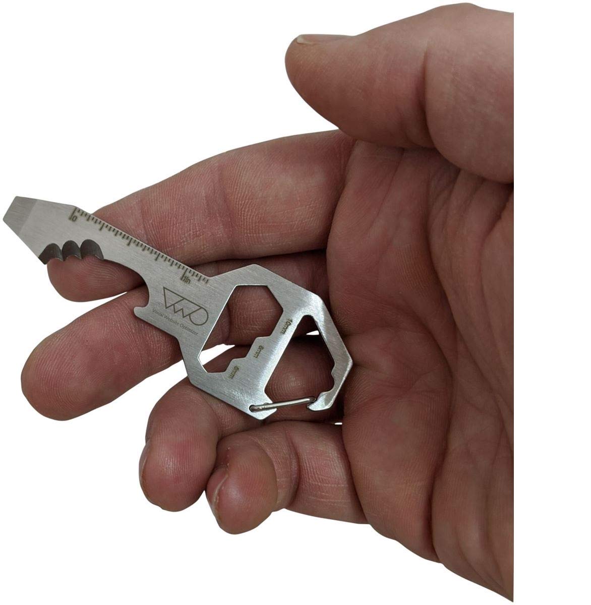 6-in-1 Stainless Steel Multitool Keychain with Engraving - Screwdriver, Bottle Opener, Knife, Ruler & Wrench - Perfect for Camping, Hiking, DIY & Emergency Survival Kit