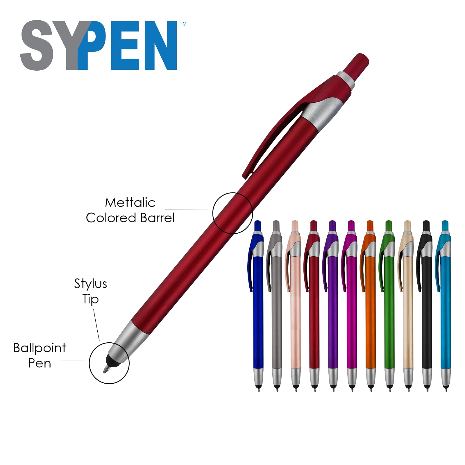 Custom Logo Ballpoint Pens with Stylus - 450 Pack for Marketing, Events & Parties - 2-in-1 Touchscreen Compatible Pen with Blue Ink - Perfect for Business Promotions, Trade Shows & Corporate Gifts