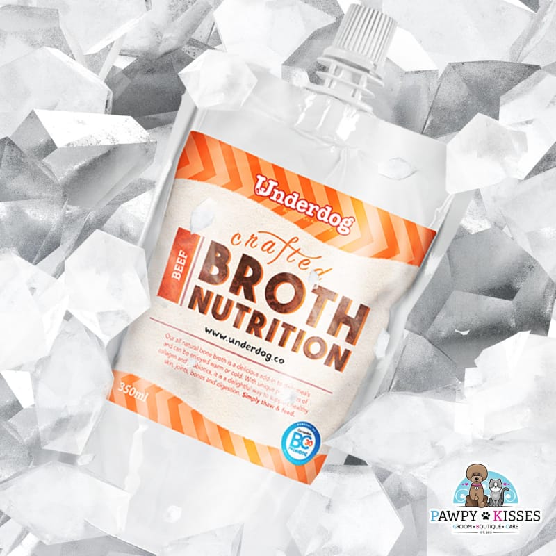 Premium Underdog Frozen Beef Bone Broth for Dogs - 350ml | High-Protein Dog Supplement for Joint Health & Digestion | Perfect for Senior Dogs & Post-Surgery Recovery