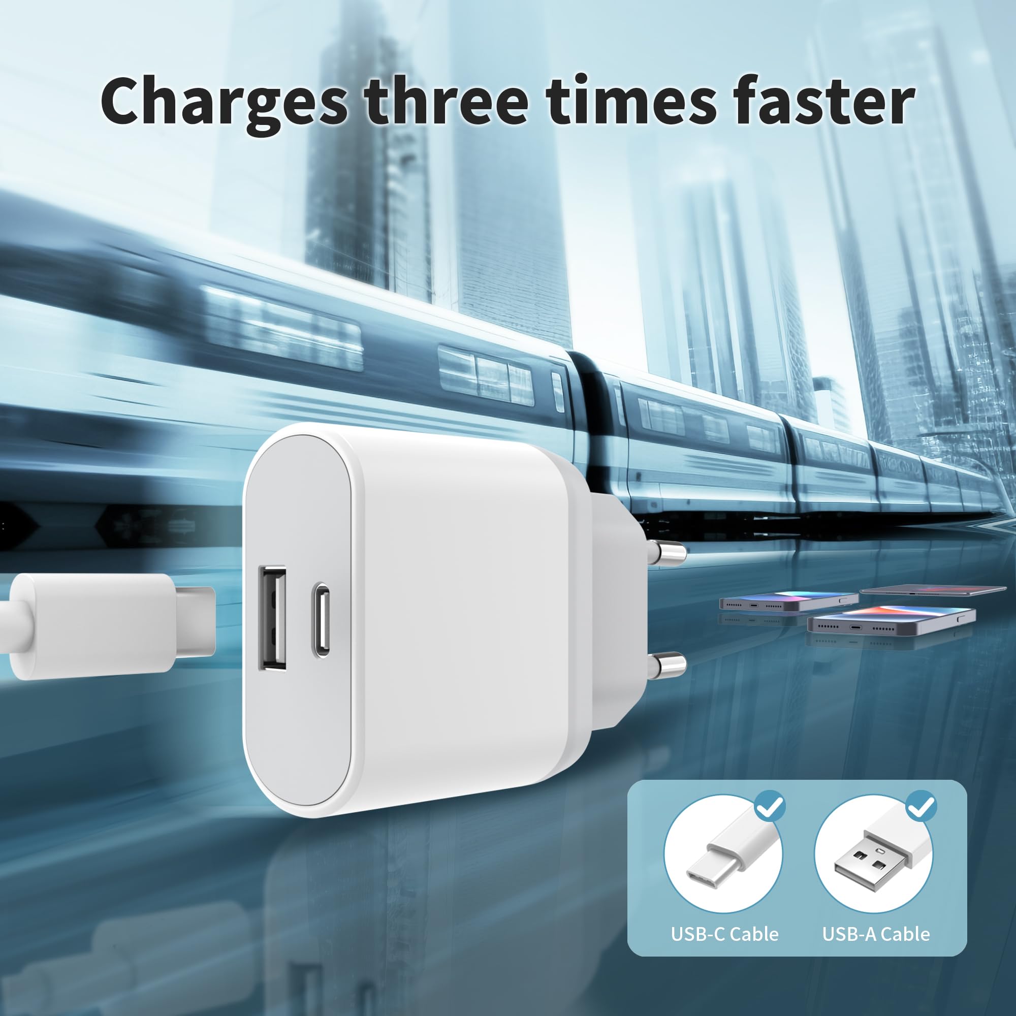 20W USB C Fast Charger Block - Type C Wall Charger Adapter for iPhone 16/15/14/13/12/11 Pro Max/SE/XS/XR/8 Plus & Galaxy S23/S22/S21 - Quick Charge Power Adapter for Home, Office & Travel