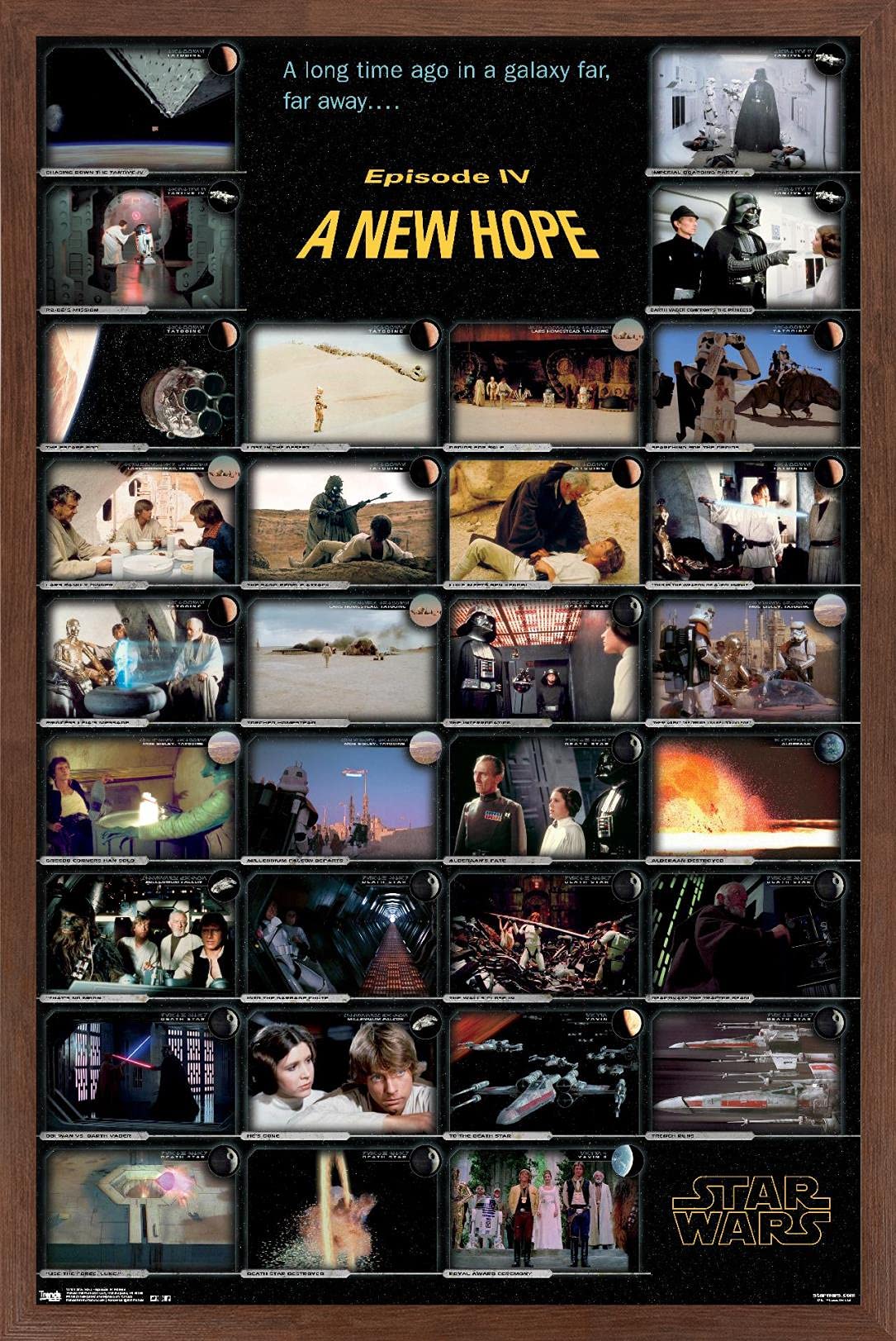 Trends International Star Wars: A New Hope Framed Wall Poster - 22.375 x 34 Inches, Mahogany Wood Frame - Perfect for Home Theater, Game Room & Office Decor