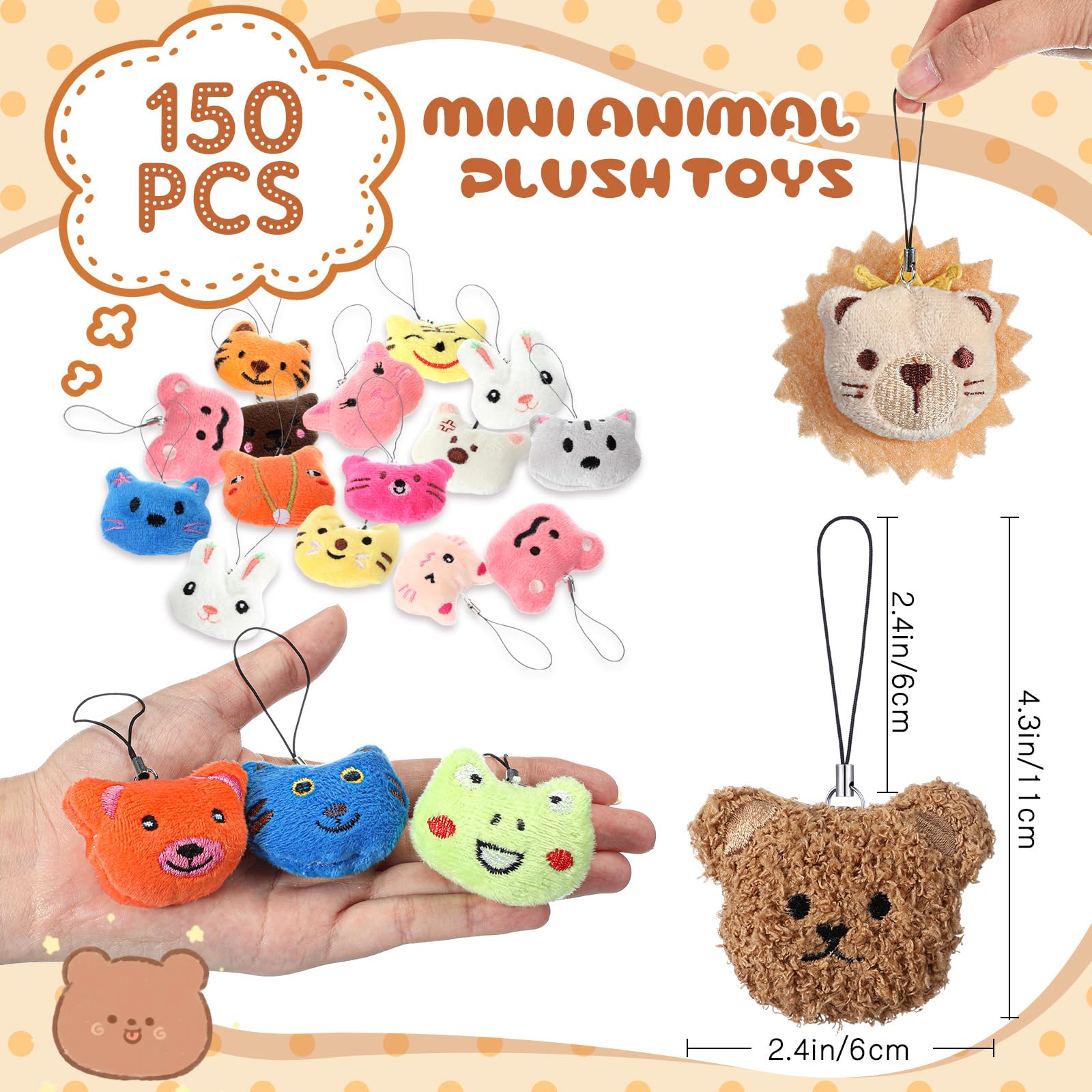 150 Pcs Mini Stuffed Animal Keychains - Cute Sea Creatures & Fruit Plush Toys for Carnival Prizes, Birthday Favors, Classroom Rewards & Bag Decorations | Perfect for Party Giveaways, Backpack Charms & Kids' Collections