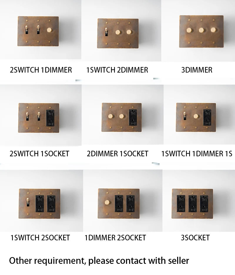 3 Gang Brass Toggle Light Dimmer Switch with Wall Plate - Vintage Style for Bedroom, Living Room & Office Lighting Control