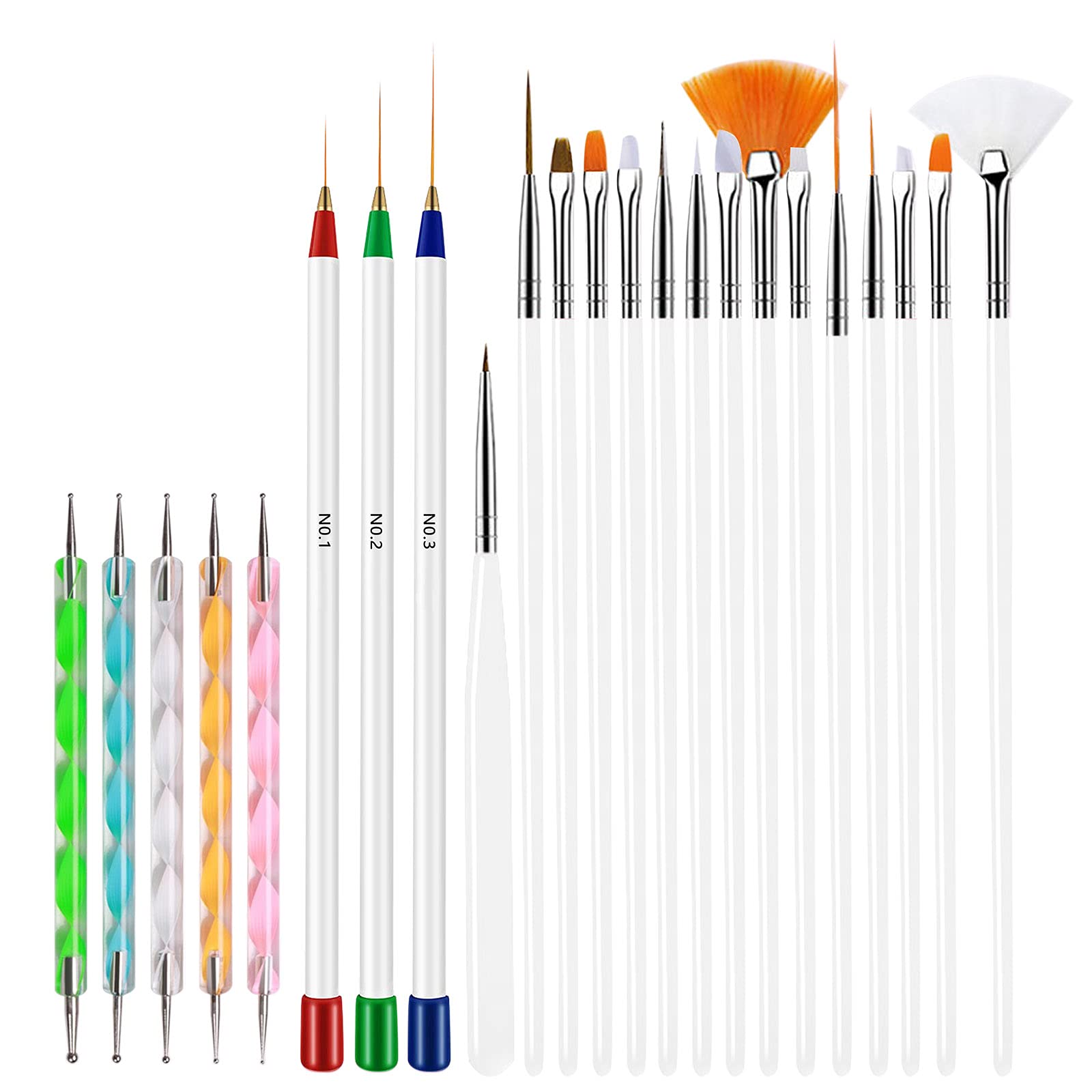 23Pcs Professional Nail Art Brush Set - Acrylic Nail Liner, Dotting, Painting & Carving Tools for DIY French Manicure | Perfect for Salon, Home Use & Nail Art Beginners
