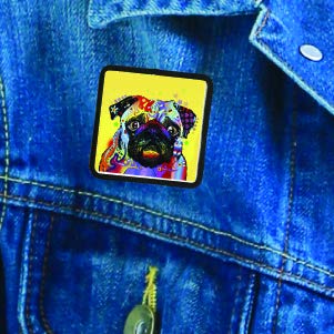 Dean Russo Pug Art Peel & Stick Decorative Patch - Adhesive Iron-On Applique for Jackets, Bags & DIY Crafts