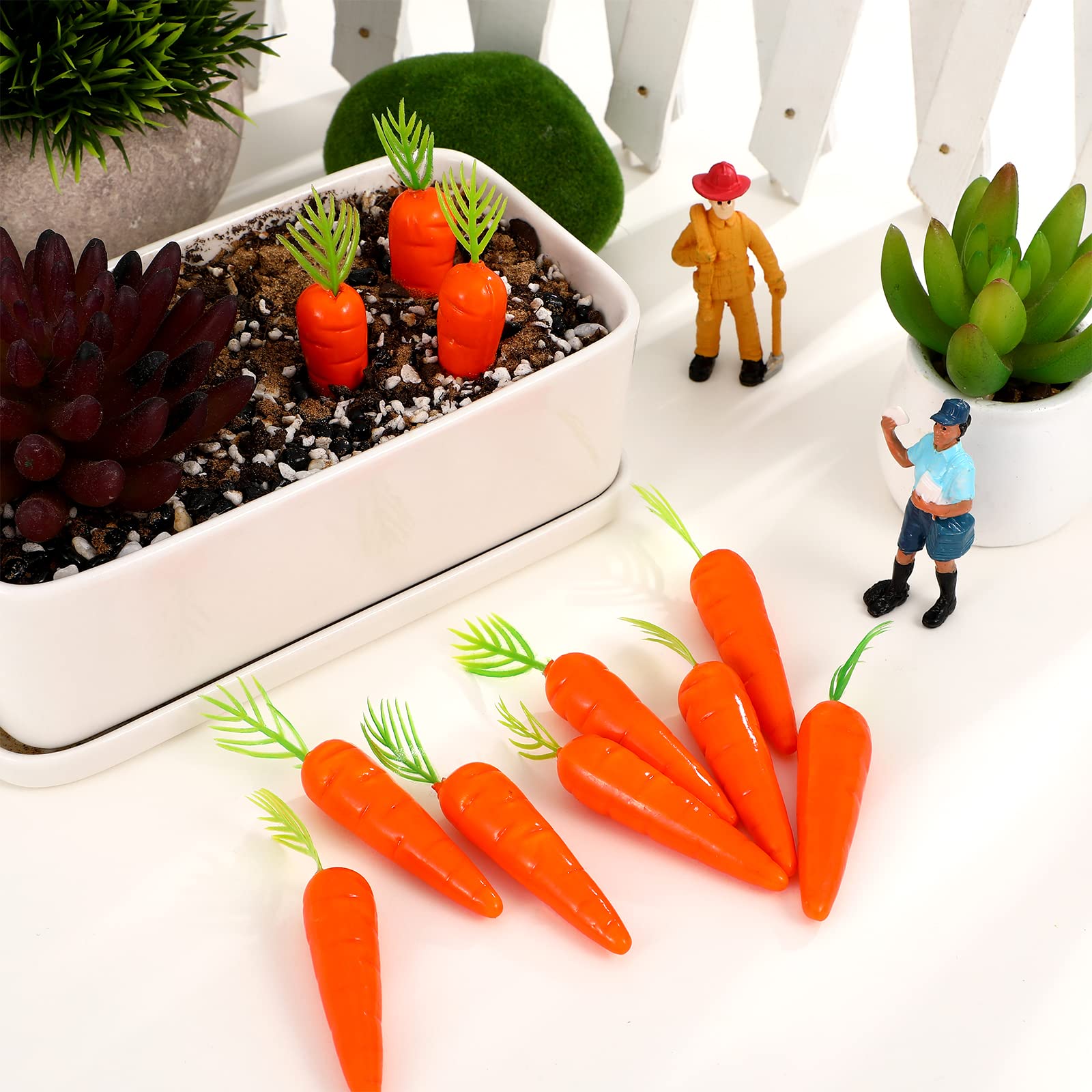 25PCS Mini Artificial Carrots for Crafts - 2.4x0.6 Inch Fake Carrots, Easter Decorations, Landscape Models & DIY Scenes - Perfect for Easter Baskets, Fairy Gardens, and Table Centerpieces