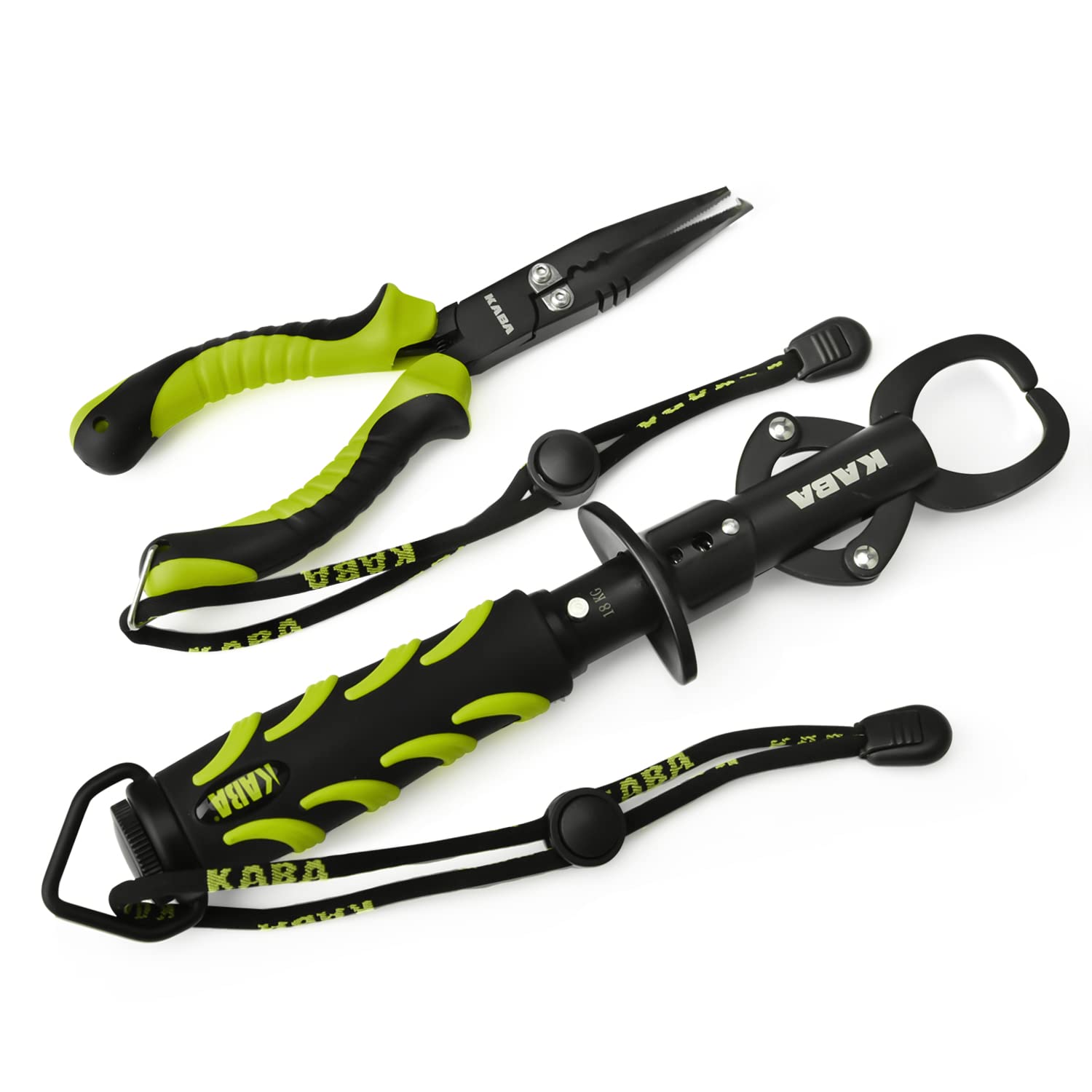 **Kaba Fish Lip Gripper with Scale - 40lb Stainless Steel Fishing Gripper, Professional Lip Grabber Tool for Fish Control - Perfect for Catch & Release, Kayak Fishing, and Boat Angling**