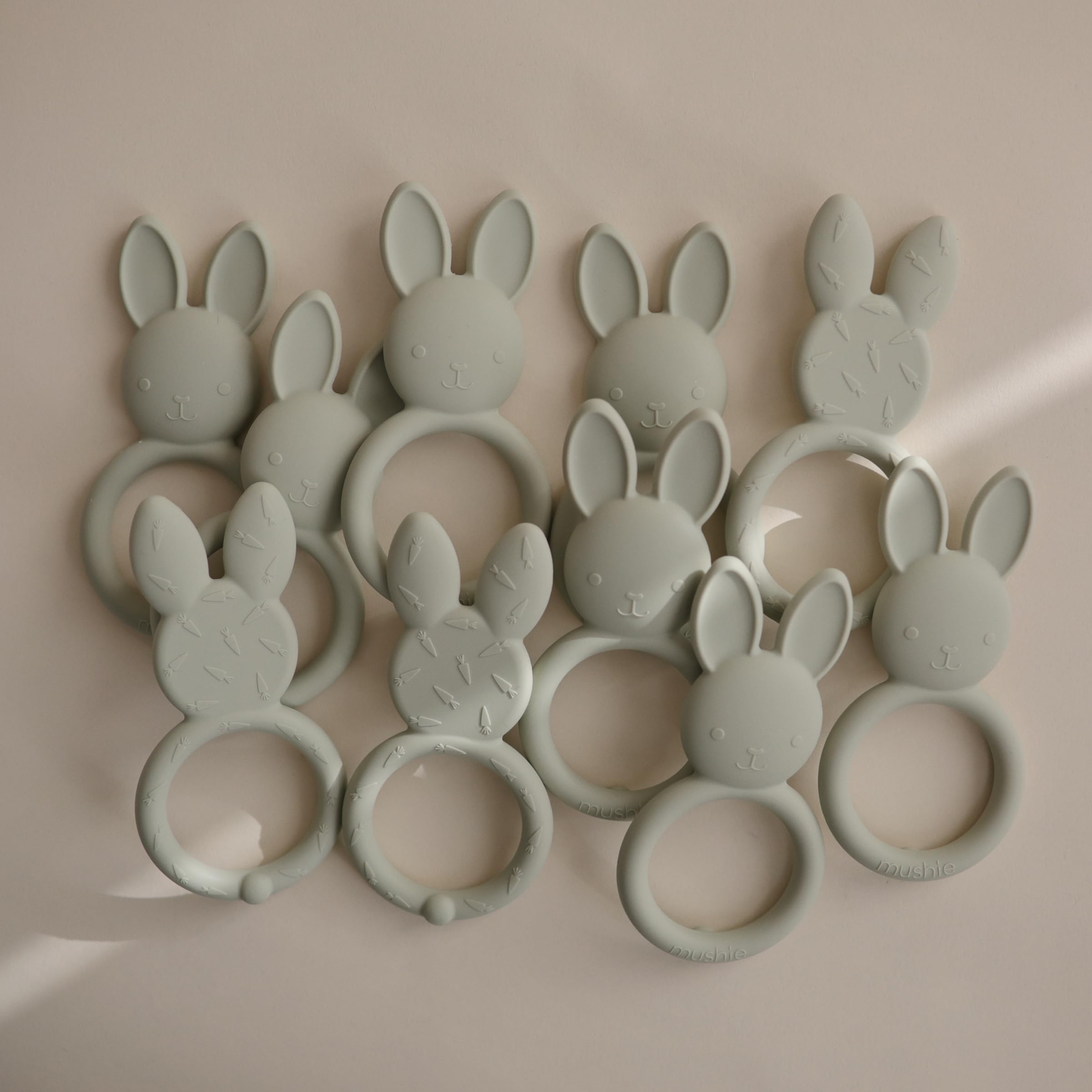 Mushie Silicone Baby Teether Toy - Bunny Shaped Teething Toy for Infants & Toddlers | Safe & BPA-Free | Perfect for Soothing Sore Gums at Home or On-the-Go