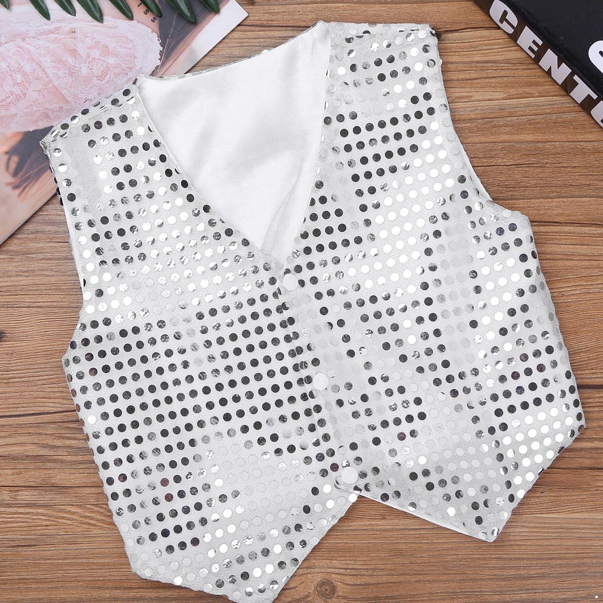 Sparkly Sequined Vest for Kids - Boys & Girls Hip-Hop Dance Costume, Waistcoat Crop Top for Street Dance Performance | Perfect for Dance Recitals, Halloween & Party Outfits