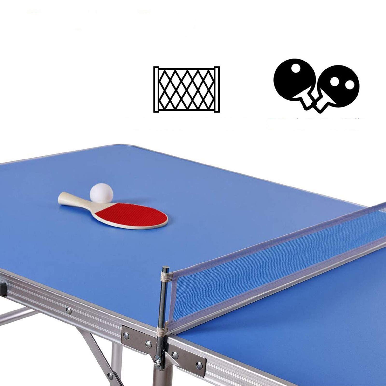 DYRABREST Foldable Table Tennis Table - 152 x 76 x 76 cm Indoor/Outdoor Ping Pong Table with 2 Rackets, Net & Balls | Portable Ping Pong Set for Home, Backyard, Office & Gym Practice | Perfect for Family Fun & Professional Training