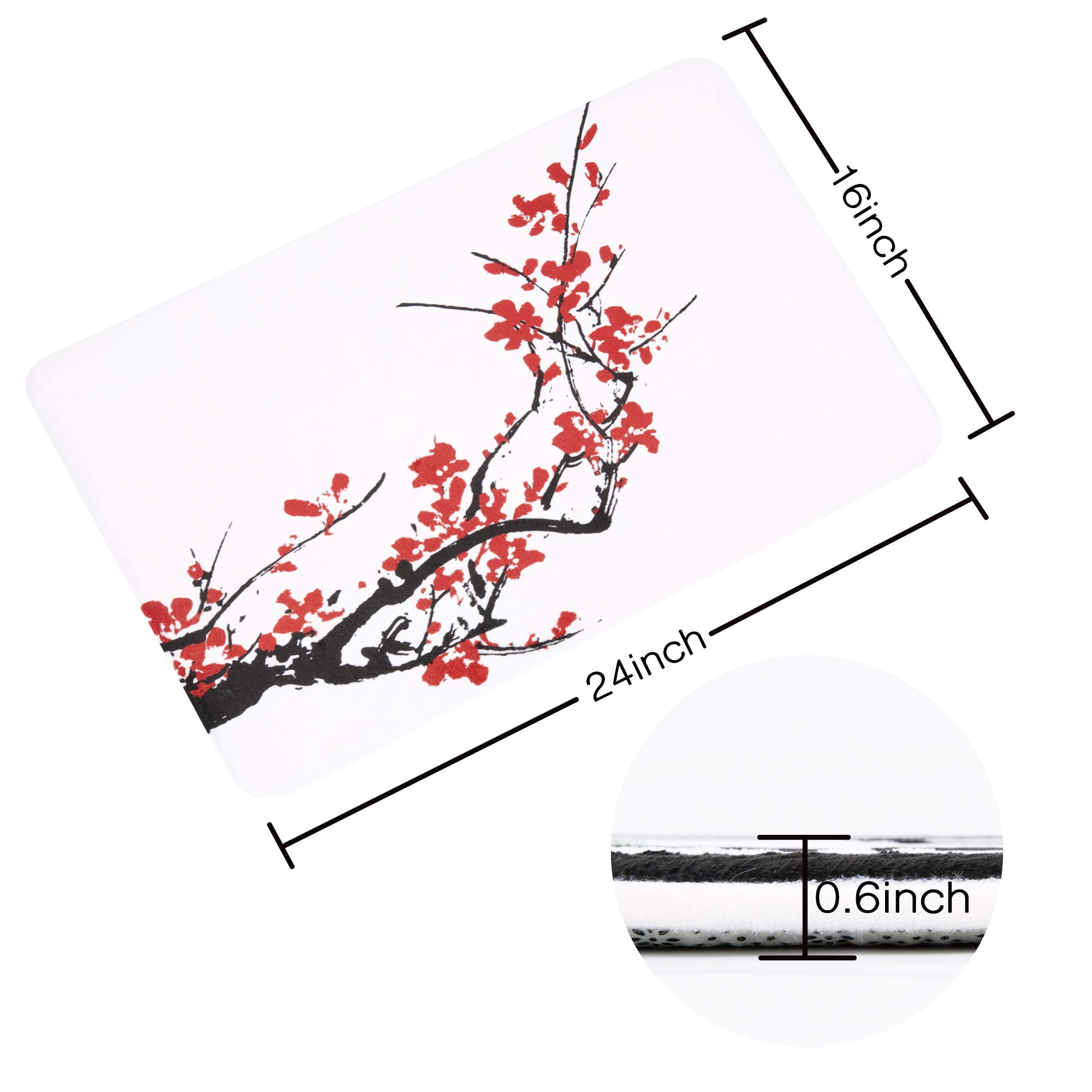 LIVILAN Floral Bathroom Rugs - Non-Slip Ultra Soft Memory Foam Bath Mat, Water Absorbent Quick Dry Machine Washable, 24