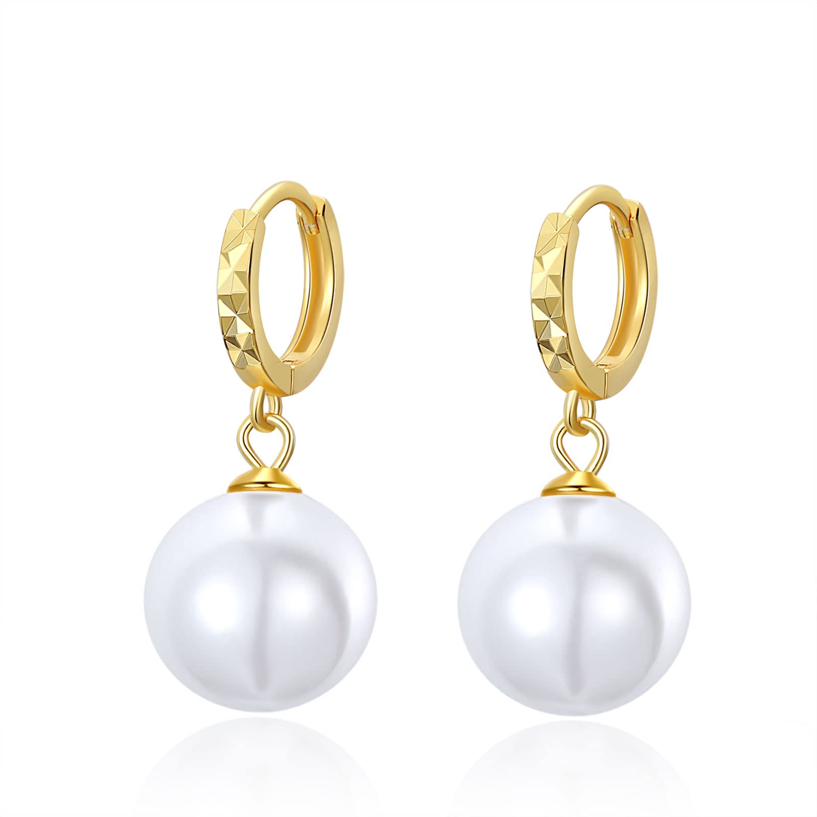 Lantine Elegant 925 Sterling Silver Baroque Pearl Drop Huggie Hoop Earrings for Women - Hypoallergenic Dangle Earrings with White Irregular Pearls - Perfect for Weddings, Parties & Everyday Wear