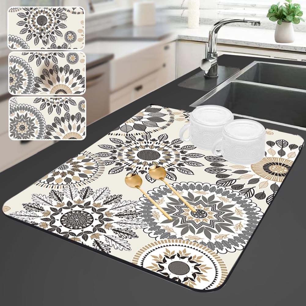 Premium Absorbent Dish Drying Mat with Non-Slip Rubber Backing - 16