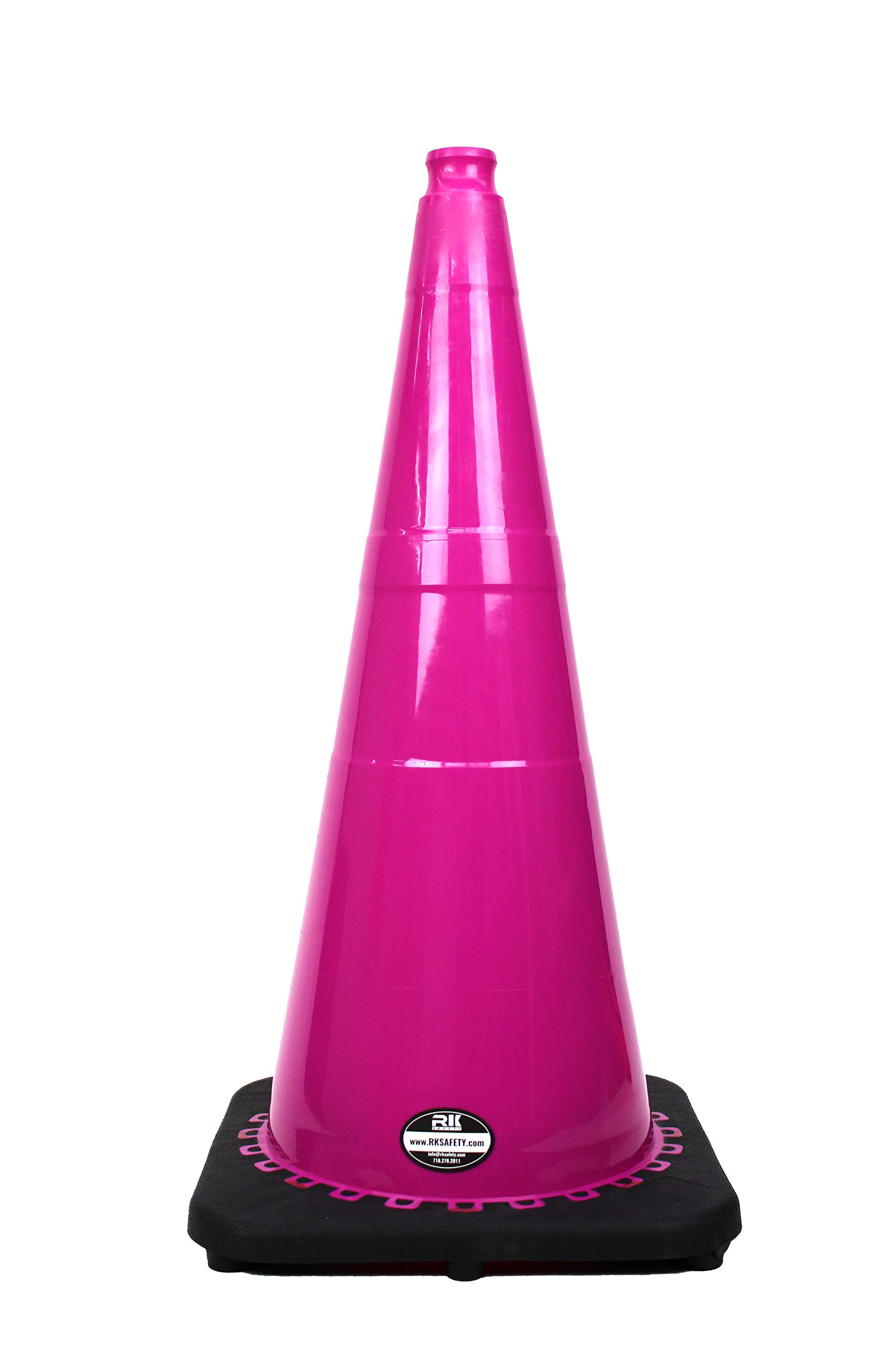 Troy Safety 28-Inch Traffic Safety Cones with Black Base - Pack of 16 (8x2) - Pink PVC Construction Cones for Road Work, Parking, Construction Zones & Event Safety