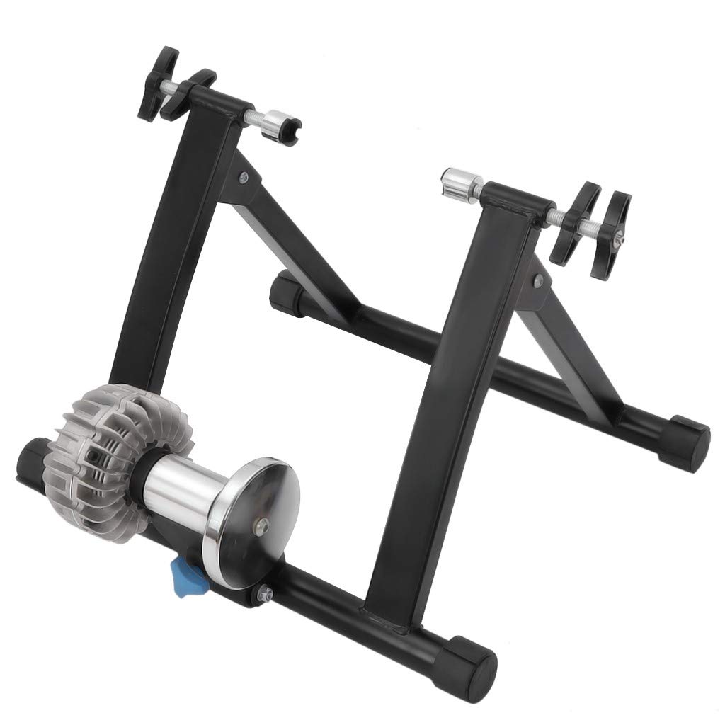 Portable Stainless Steel Indoor Bicycle Trainer - Quiet Noise Reduction, Adjustable Progressive Resistance, Dual Lock System for Road & Mountain Bikes - Perfect for Home Workouts, Winter Training & Indoor Cycling (Black, One Size)