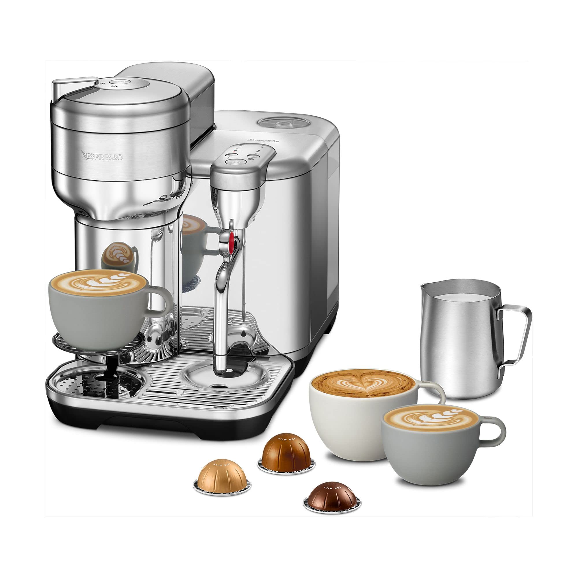 Breville Nespresso Vertuo Creatista Coffee & Espresso Machine with Milk Frother - Brushed Stainless Steel - Perfect for Home Baristas & Office Coffee Stations