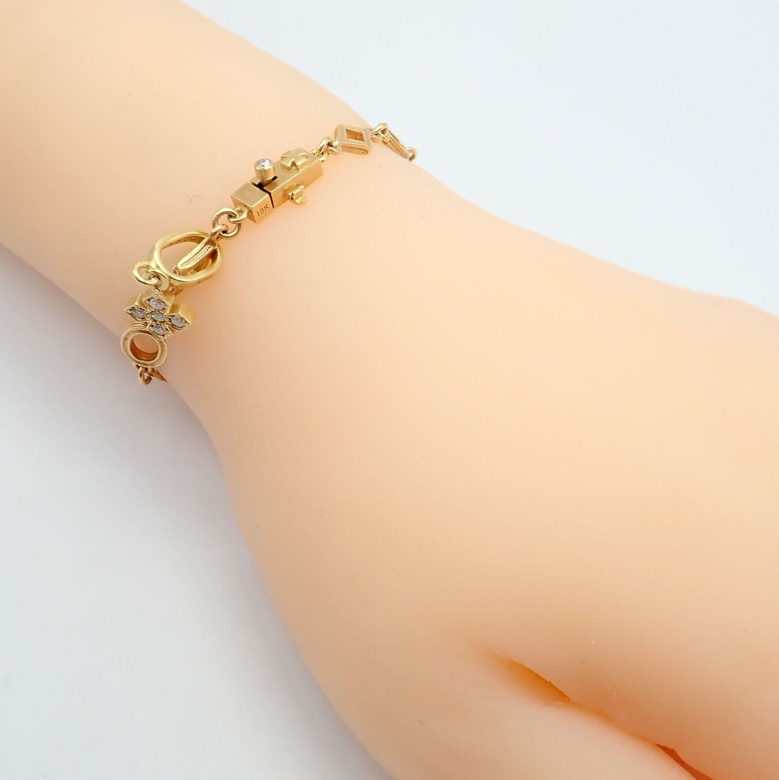 Loree Rodkin 18k Yellow Gold Diamond Cross Bracelet for Women - Luxury Religious Jewelry Gift for Christmas, Baptism & Special Occasions
