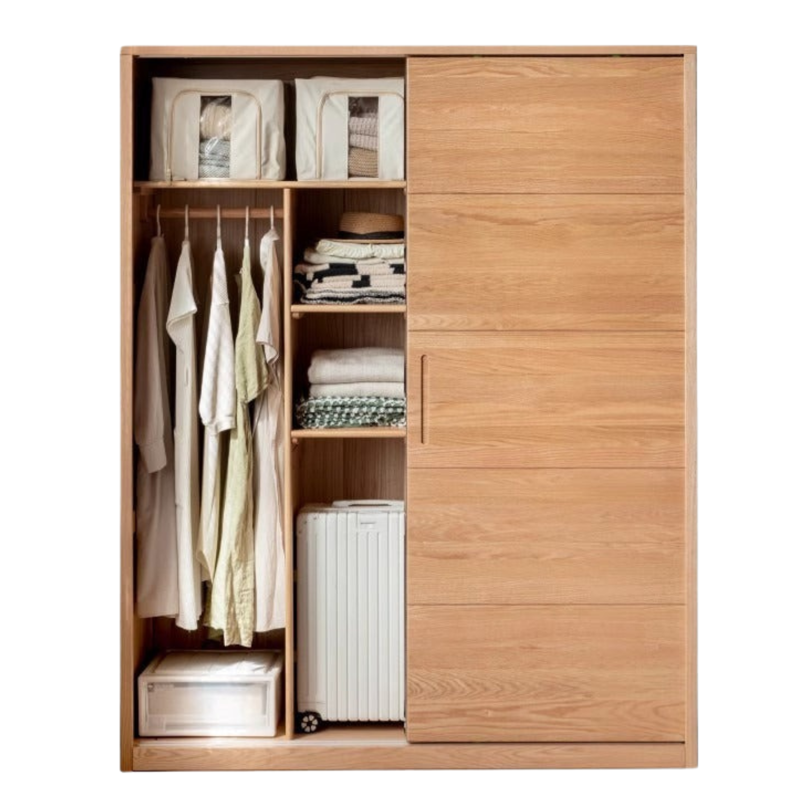 63x24.8x78.7 inch / 160x63x200 сm /  Natural wood color /sliding door wardrobe