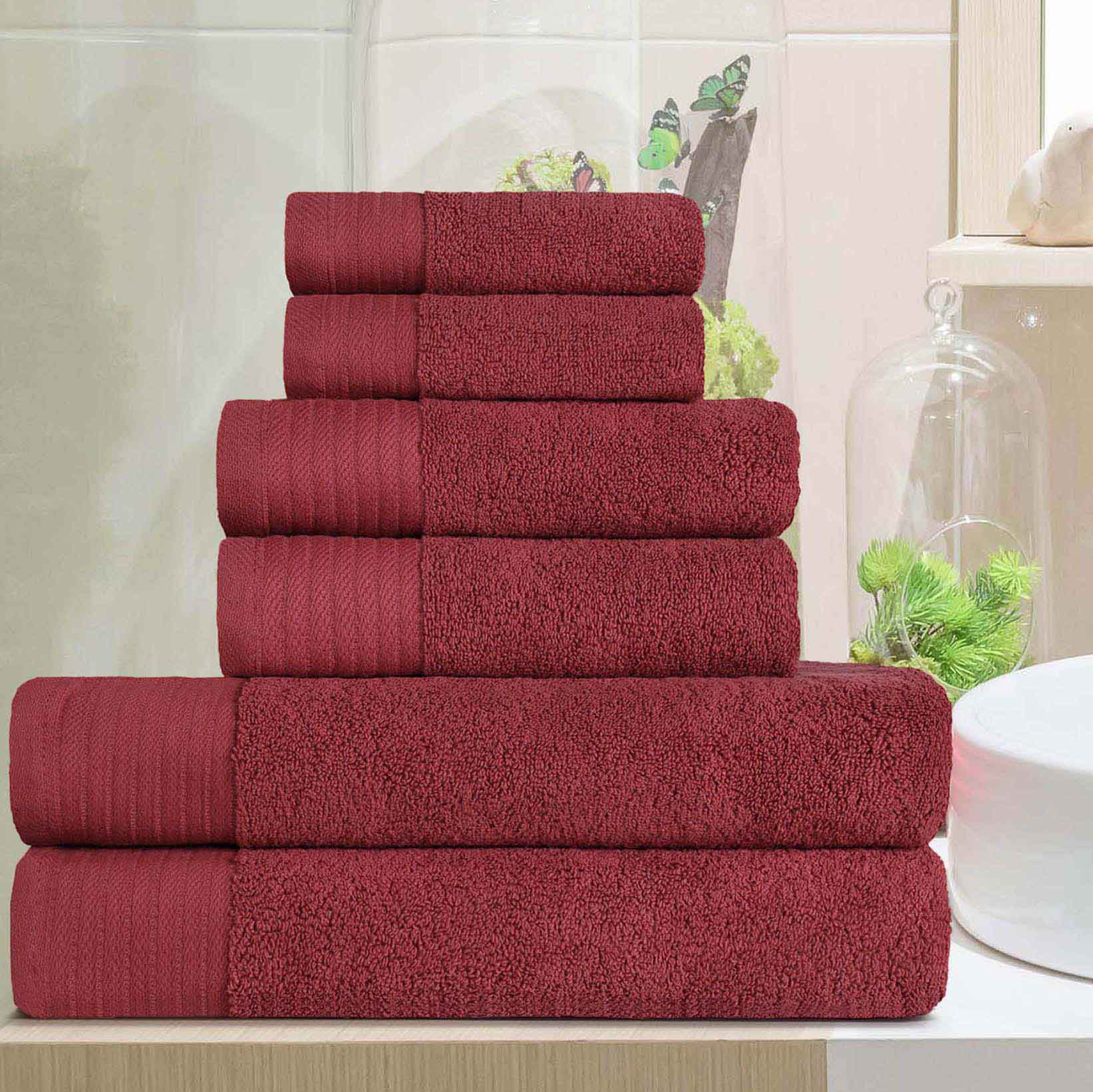Premium 6-Piece Turkish Cotton Herringbone Bath Towel Set - Ultra Soft & Absorbent - Luxury Bath, Spa & Guest Towels for Home & Hotel Use