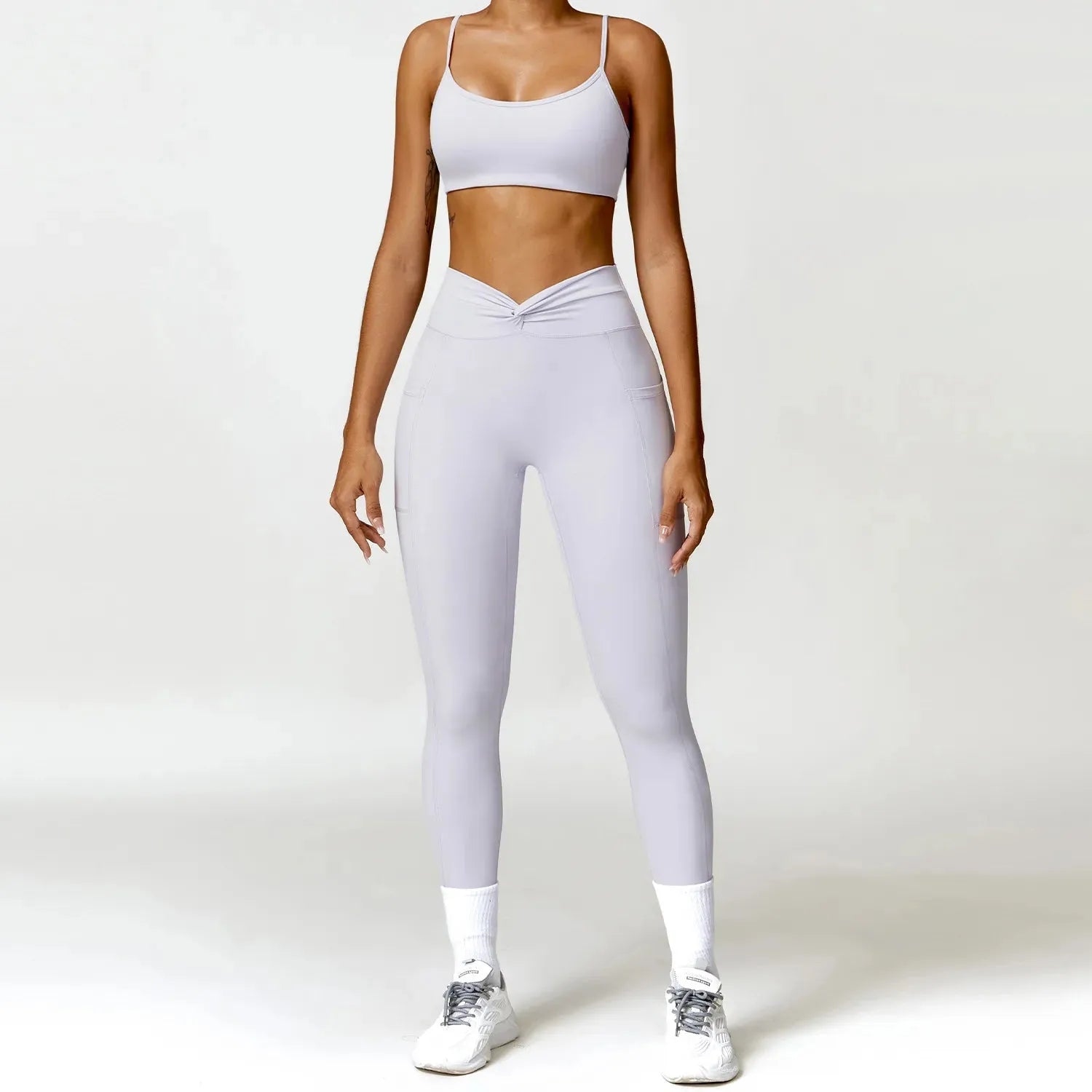 Premium 2-Piece Women's Yoga Set - High Waist Shorts & Sport Bra Workout Outfits | Tracksuit & Leggings for Gym, Fitness & Yoga | Perfect for Home Exercise, Studio Classes & Active Lifestyle