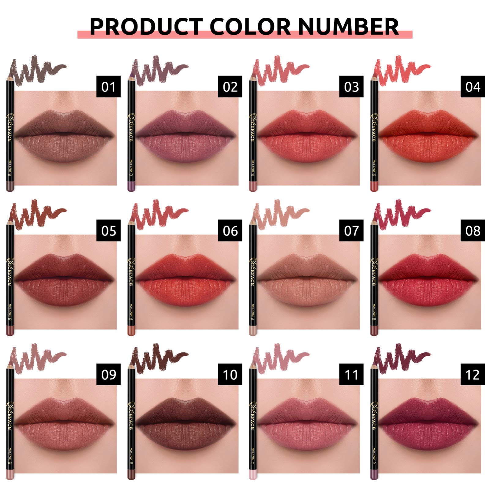 Beaupretty 12 Colors Waterproof Lip Liner Pen Set - Long Lasting Natural Lip Makeup Pencils for Women | Perfect for Everyday Wear, Party & Special Occasions