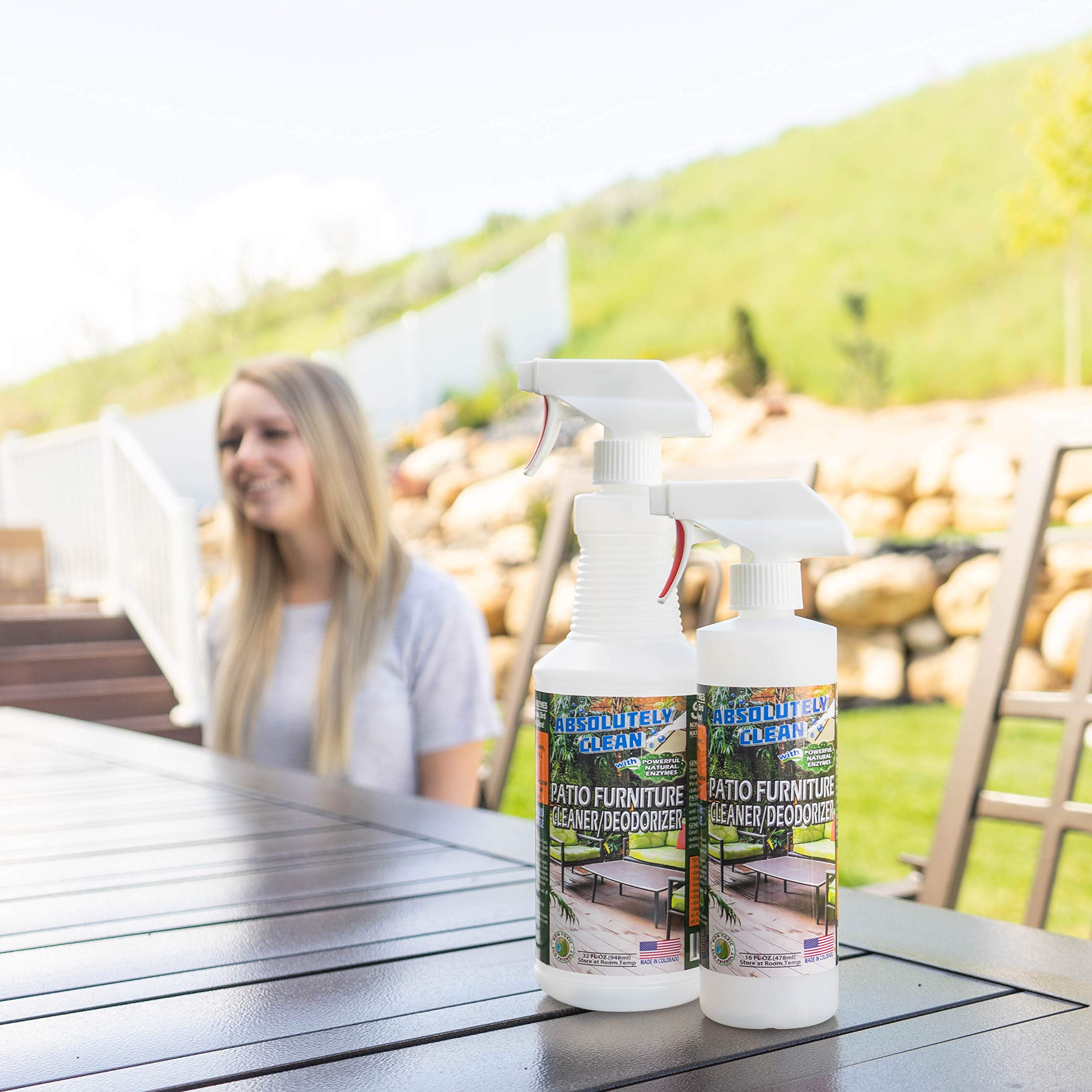 Best Natural Enzyme Patio Furniture Cleaner - Remove Dirt, Bird Droppings & Food Stains | Safe for Outdoor Furniture & Deck | Made in USA | Perfect for Backyard BBQs, Poolside Lounging & Garden Maintenance