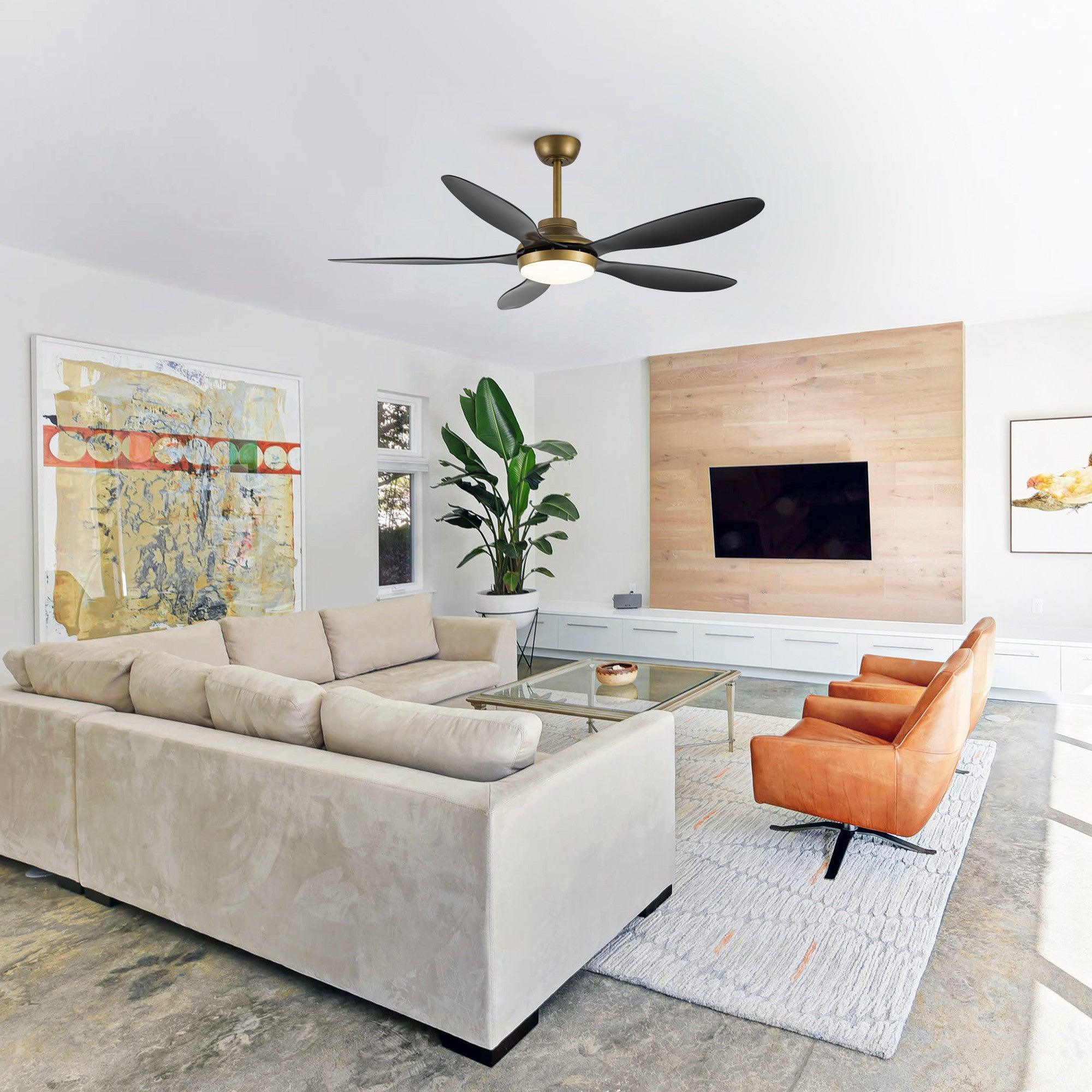 52 Inch Punjab Smart Ceiling Fan with LED Light - Energy Efficient, Remote Control, Quiet Operation for Bedroom, Living Room, and Office