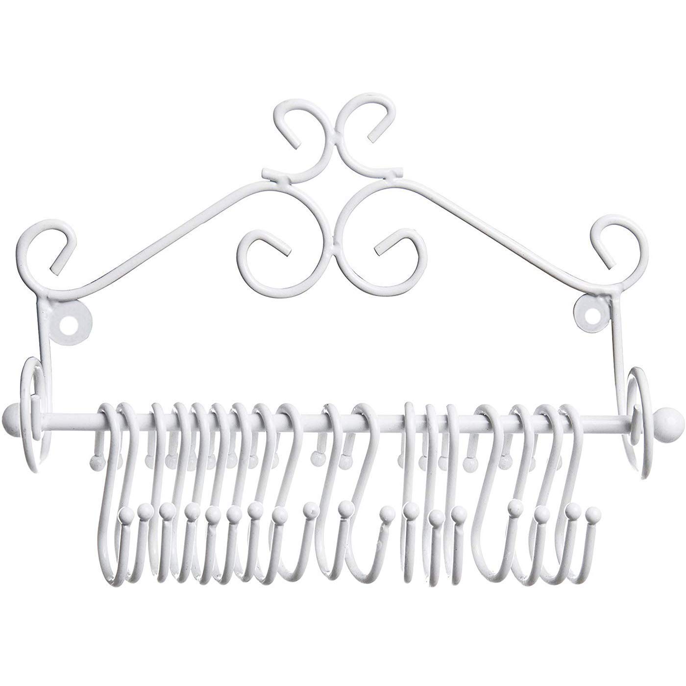 Black & White Metal Wall Bracket Jewelry Display Stand - 20 Hanging Hooks Wall-Mounted Jewelry Organizer for Necklaces, Earrings, Bracelets - Perfect for Bedroom, Boutique & Retail Store Decoration