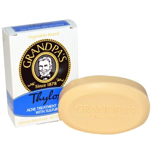 Grandpa's Thylox Sulfur Acne Treatment Soap - 3.38 oz Bar for Clear Skin | Helps Treat & Prevent Breakouts, Blackheads & Oily Skin - Perfect for Daily Face & Body Wash