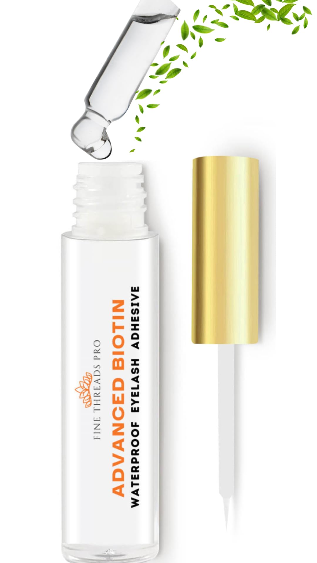 2 in 1 Clear Eyelash Glue with Biotin for Lash Growth - Sensitive Eyes Safe, Strong Hold & Easy Brush On - Latex Free, No Parabens, Waterproof - Perfect for False Eyelash Extensions, Strip Lashes, Mink & Wispy Lashes - Great for Daily Use, Special Occasions & Professional Makeup