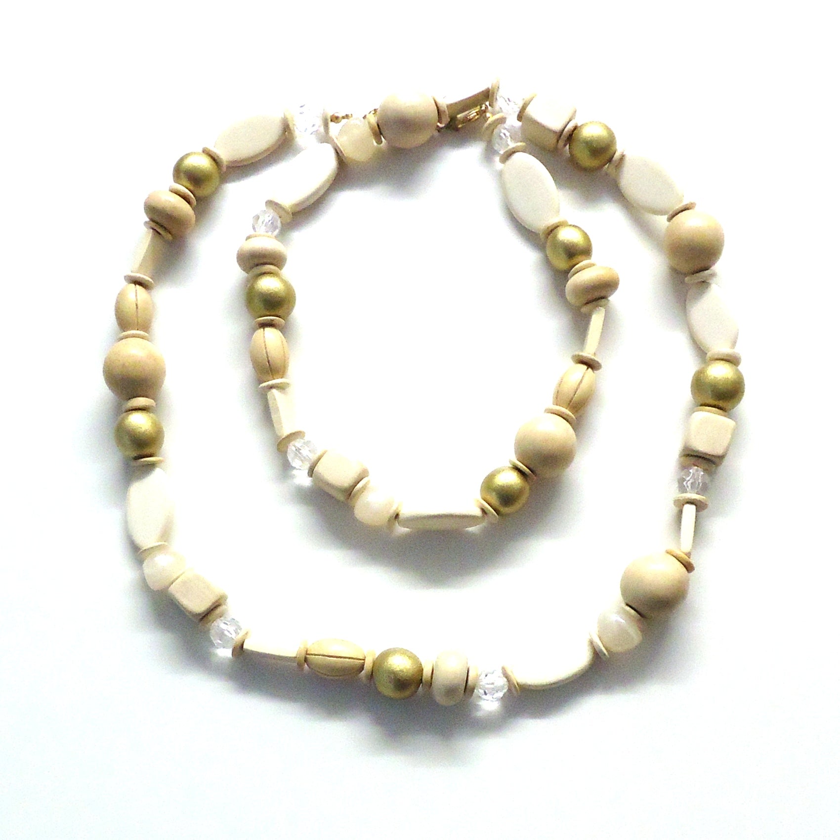 Natural Wood Multi Bead Necklace with Gold Accents - Boho Chic Jewelry for Women, Perfect for Everyday Wear & Special Occasions