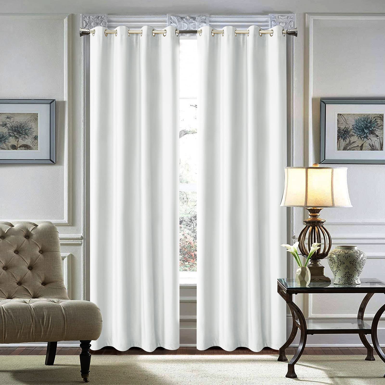 LOYOLADY 100% Blackout Thermal Insulated Velvet Curtains - 52