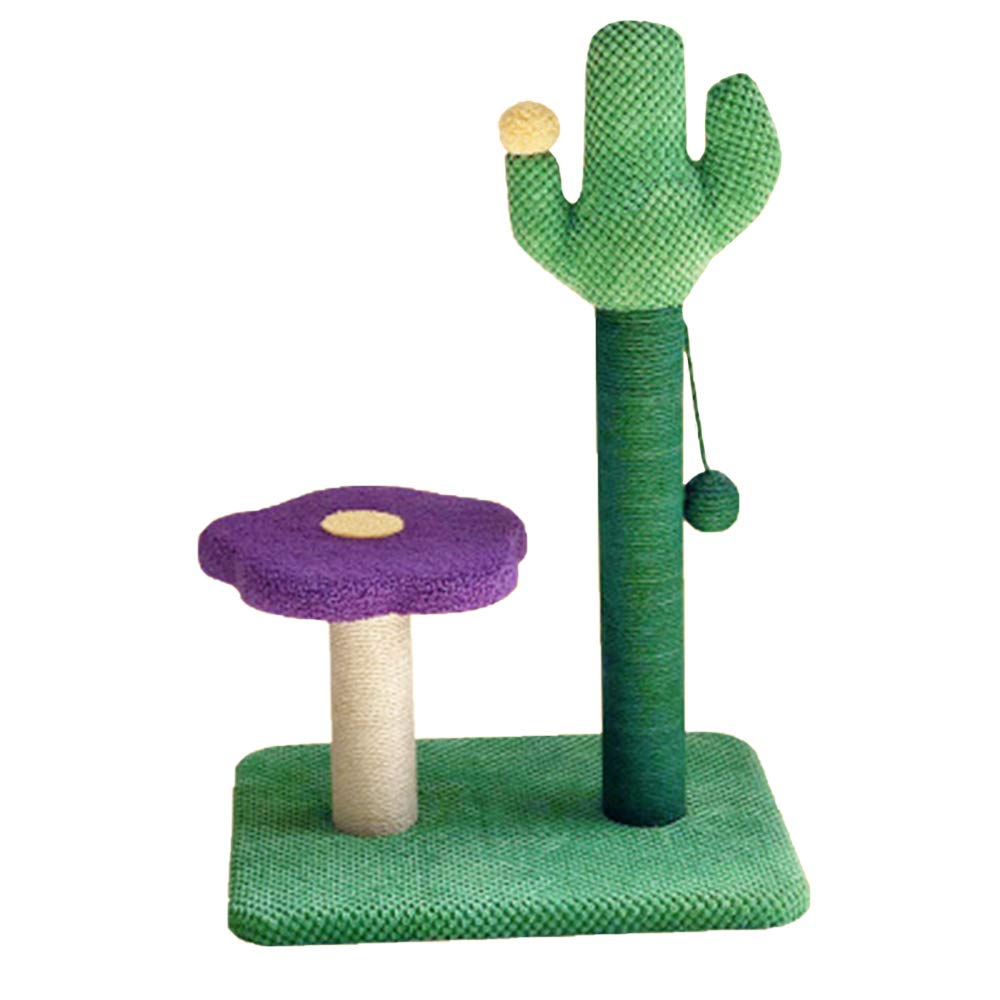 Cactus Cat Scratching Post with Dangling Ball - Flower Shaped Cat Tree & Climbing Activity Platform for Kittens and Small Cats | Pet Supplies for Indoor Play and Exercise