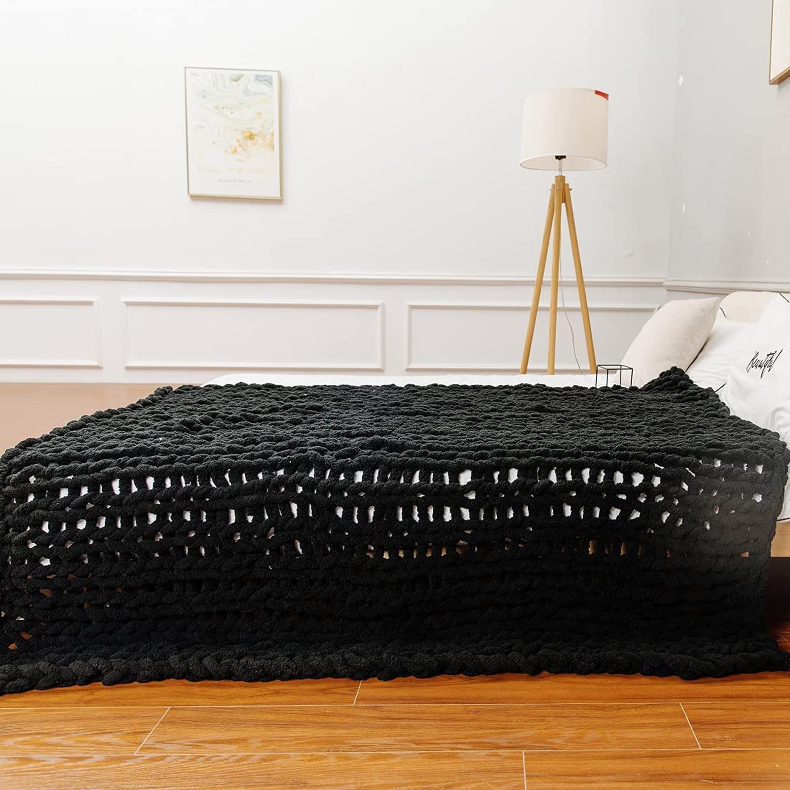 Handmade Chenille Chunky Knit Throw Blanket - Ultra Soft & Cozy Thick Yarn Crochet Blanket for Bed, Sofa, Couch - Perfect Home Decor Gift for Christmas, Housewarming & Winter Snuggling