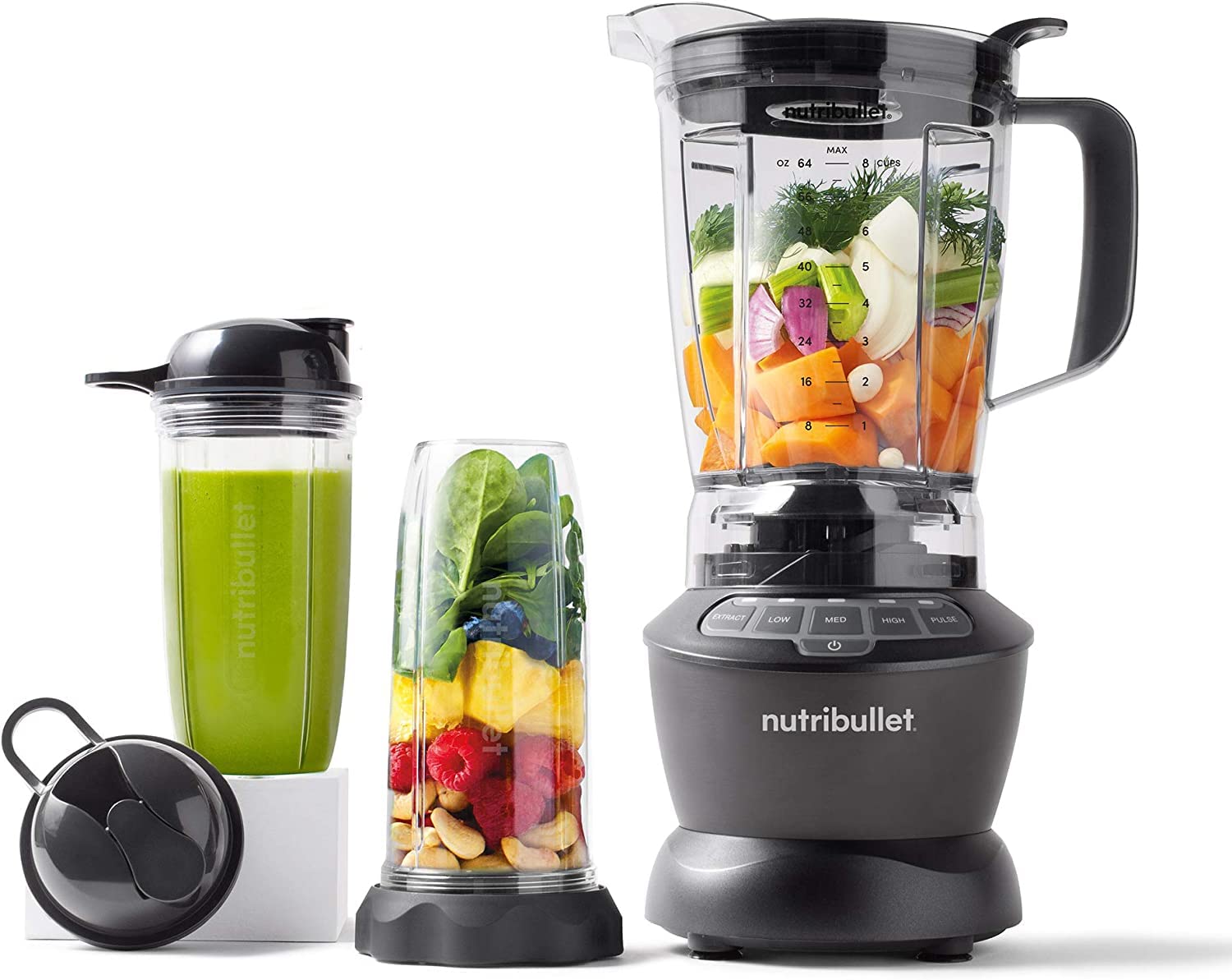 NutriBullet ZNBF30500Z 1200W High-Speed Blender Combo - Dark Gray - Perfect for Smoothies, Protein Shakes & Meal Prep at Home or Gym
