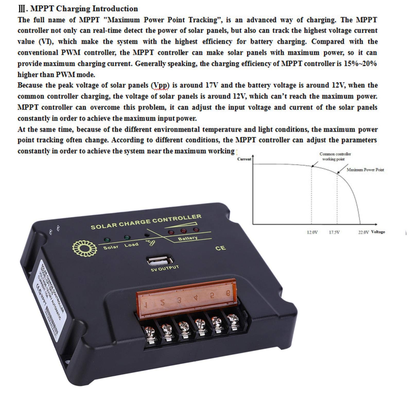 MPPT Solar Charge Controller - High Efficiency Single Chip Control for Home & Factory Use | Reliable & Strong Adaptability | Perfect for Off-Grid Power Systems & Solar Panel Kits