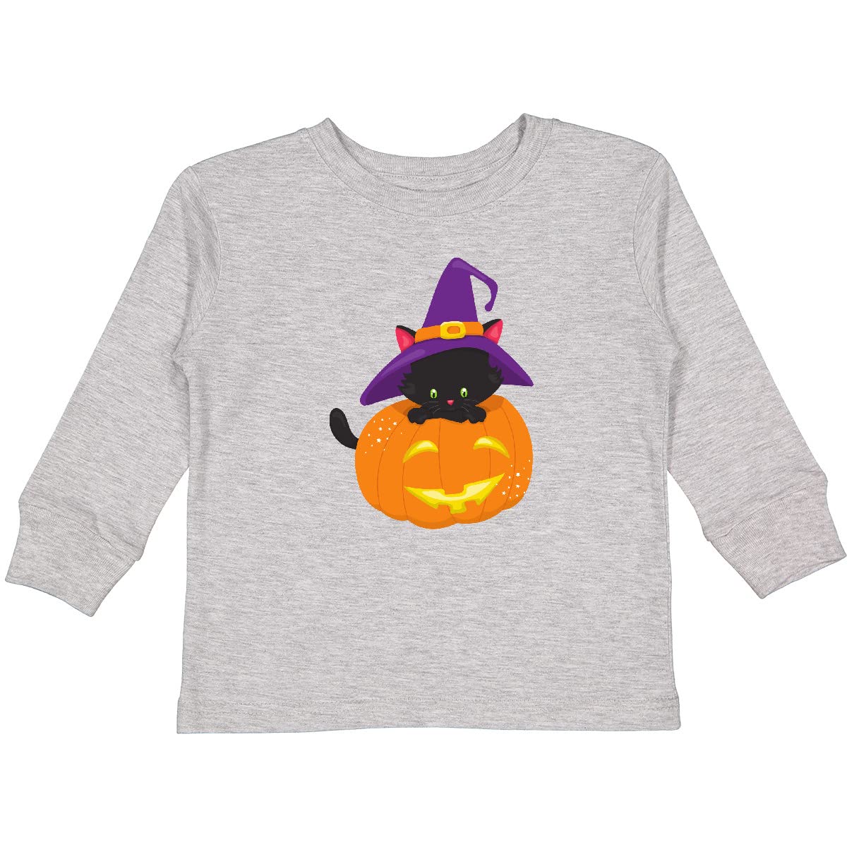 Inktastic Halloween Cat Toddler Long Sleeve T-Shirt - Black Cat with Witch Hat Design for Boys & Girls - Perfect for Trick or Treat, Halloween Parties & Fall Festivals