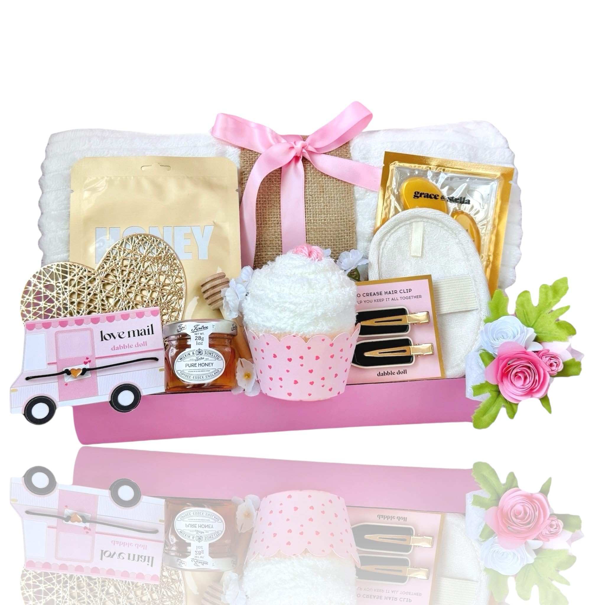 Premium Honey Spa Gift Set for Women - Includes Hair Accessories, Soft Bath Towel, Elegant Pink & Gold Gift Box - Perfect for Birthdays, Mother's Day & Relaxing Self-Care Moments