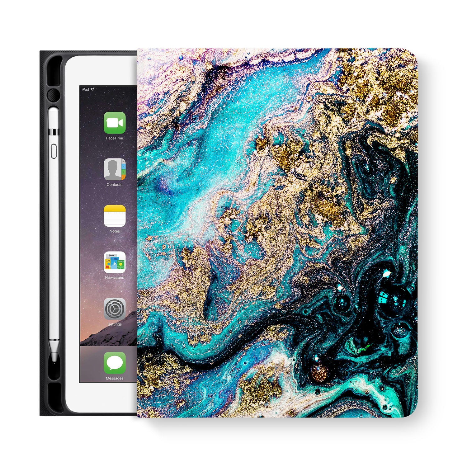 Premium Marble Gold iPad Folio Case - Slim Protective Cover with Auto Sleep/Wake for iPad Pro 11