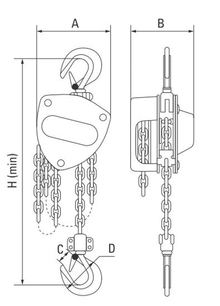 George Taylor GT Viper Chain Block - Heavy Duty Lifting Hoist for Construction, Warehouse & Automotive Use - 1 Ton Capacity
