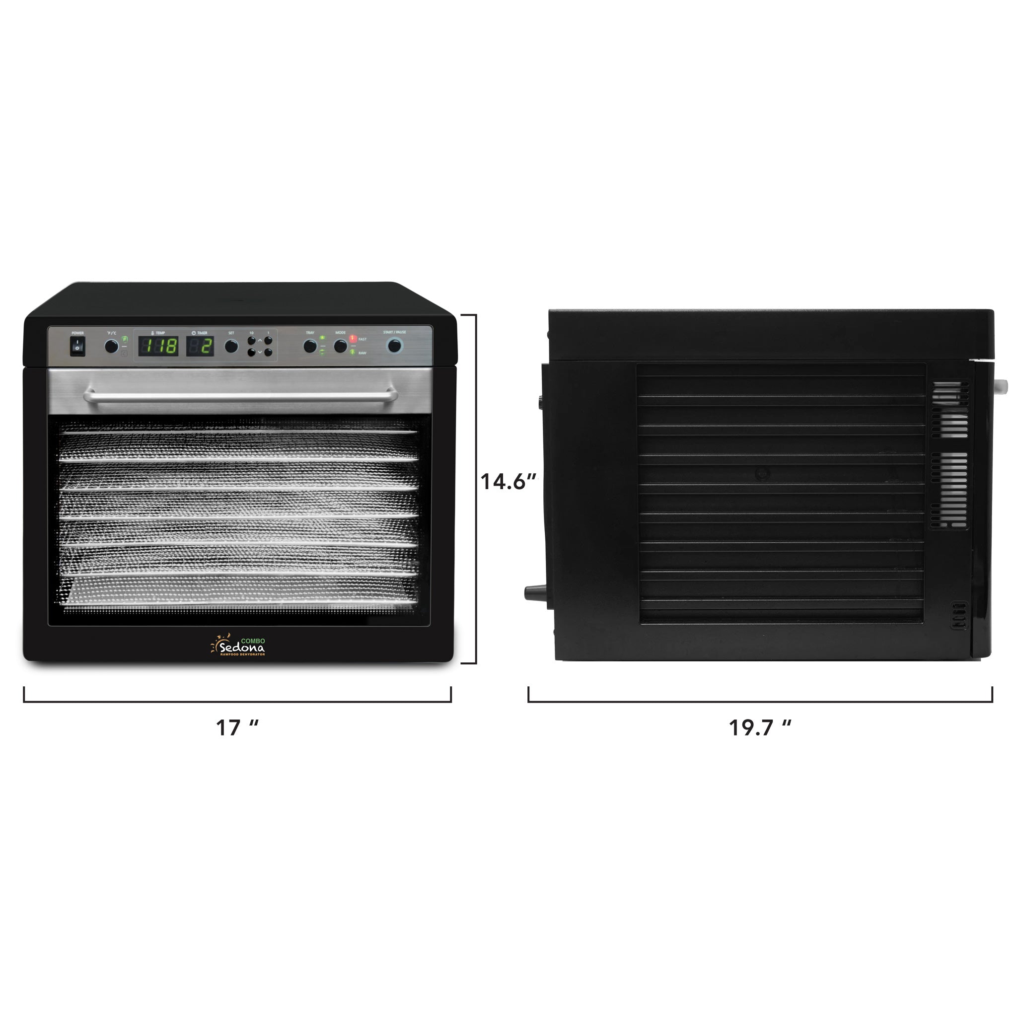Sedona® Combo Food Dehydrator with 9 Stainless Steel Trays - Perfect for Drying Fruits, Vegetables, Jerky & Herbs at Home | Commercial-Grade Food Preservation & Healthy Snacks Maker