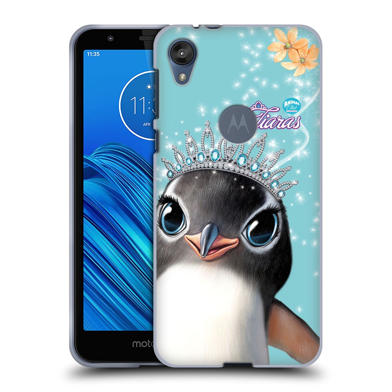 Motorola Moto E6 Penguin Royal Faces Soft Gel Case by Head Case Designs - Officially Licensed Animal Club International - Perfect for Daily Use & Gift Giving