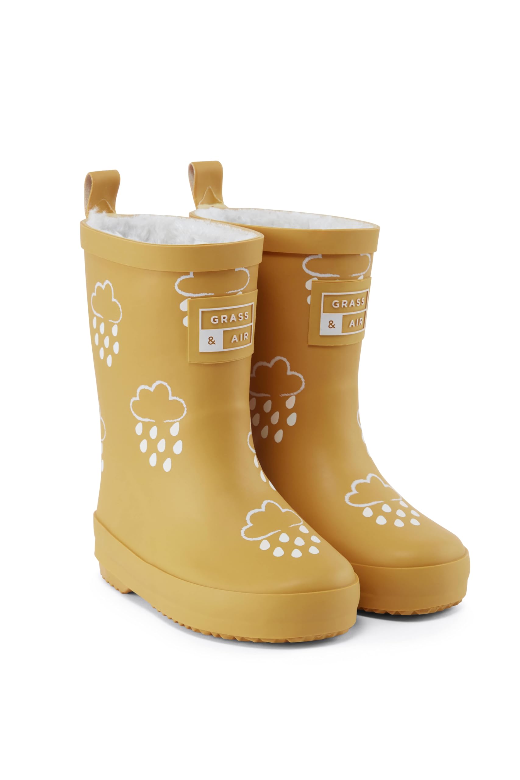 Color-Changing Kids Rain Boots - Unisex Winter Wellies for Boys & Girls | Grass & Air Ochre Design | Waterproof Children's Welly Boots for Outdoor Play, Puddle Jumping & Rainy Day Adventures