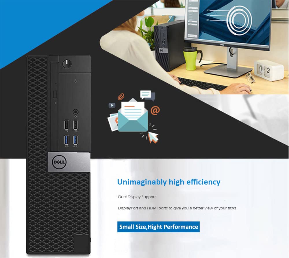 Dell OptiPlex 5040 SFF Business Desktop PC - Intel Core i5-6500 Quad-Core 3.2GHz (Turbo 3.6GHz), 16GB RAM, 512GB NVMe SSD, WiFi, Bluetooth, HDMI, Wireless Keyboard & Mouse, Windows 10 Pro (Renewed) - Perfect for Office Work, Home Computing & Small Business Use