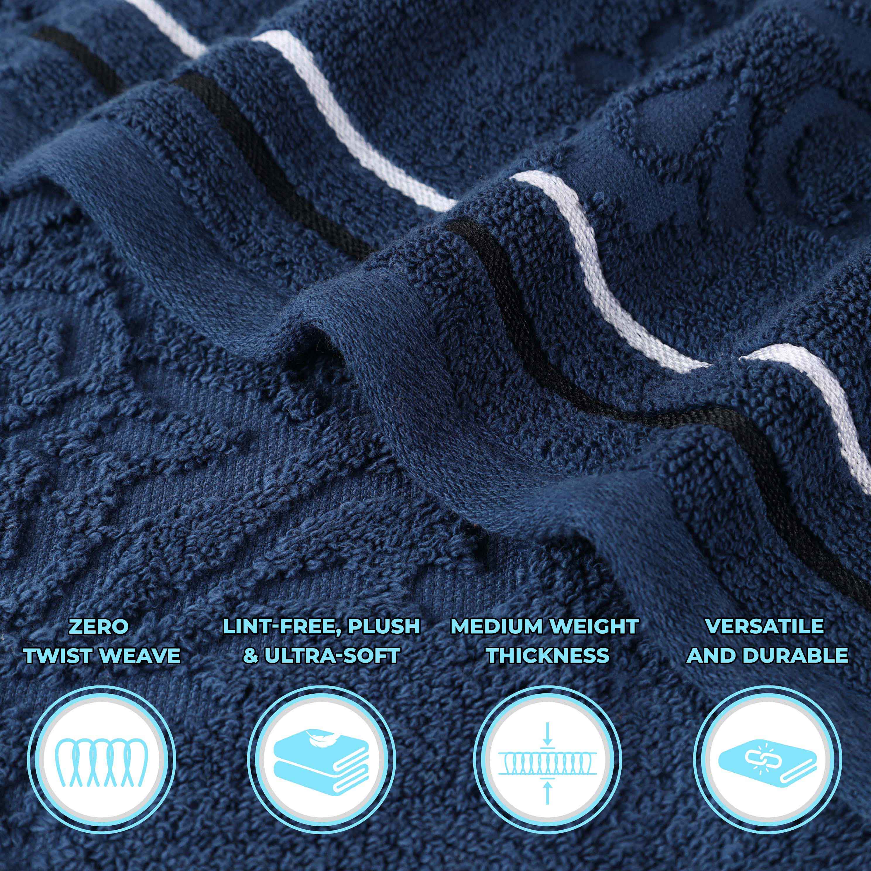 Premium 6-Pack Sadie Zero Twist Cotton Hand Towels - Solid & Jacquard Floral Designs | Soft, Absorbent Bath & Kitchen Towels for Home, Spa, and Guest Use