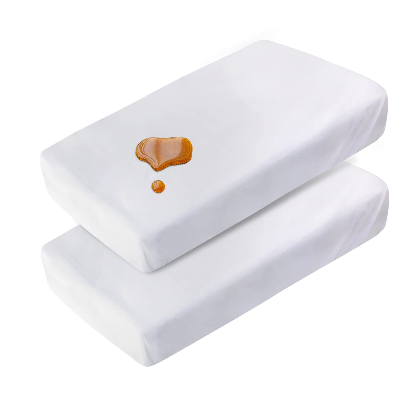 Soft & Breathable Waterproof Cotton Travel Crib Sheets 2 Pack - Fits Guava Lotus, Dream on Me & 42