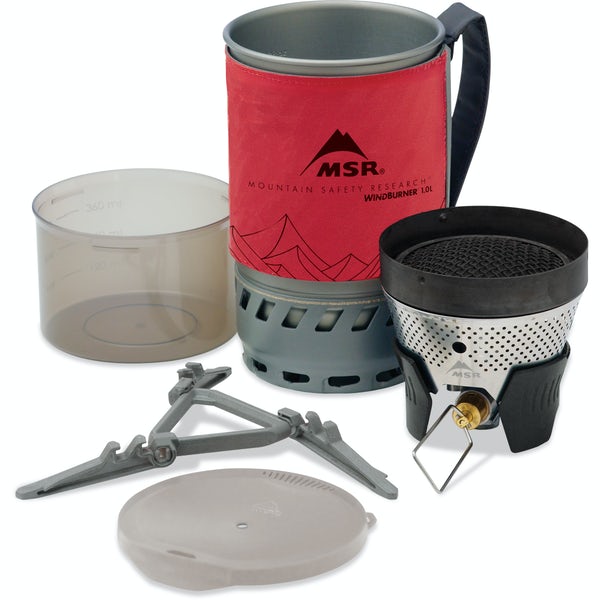MSR WindBurner 1.0L Personal Camping Stove System - Compact Backpacking Stove for Hiking, Mountaineering & Outdoor Cooking (Red) - Perfect for Solo Adventures and Emergency Preparedness
