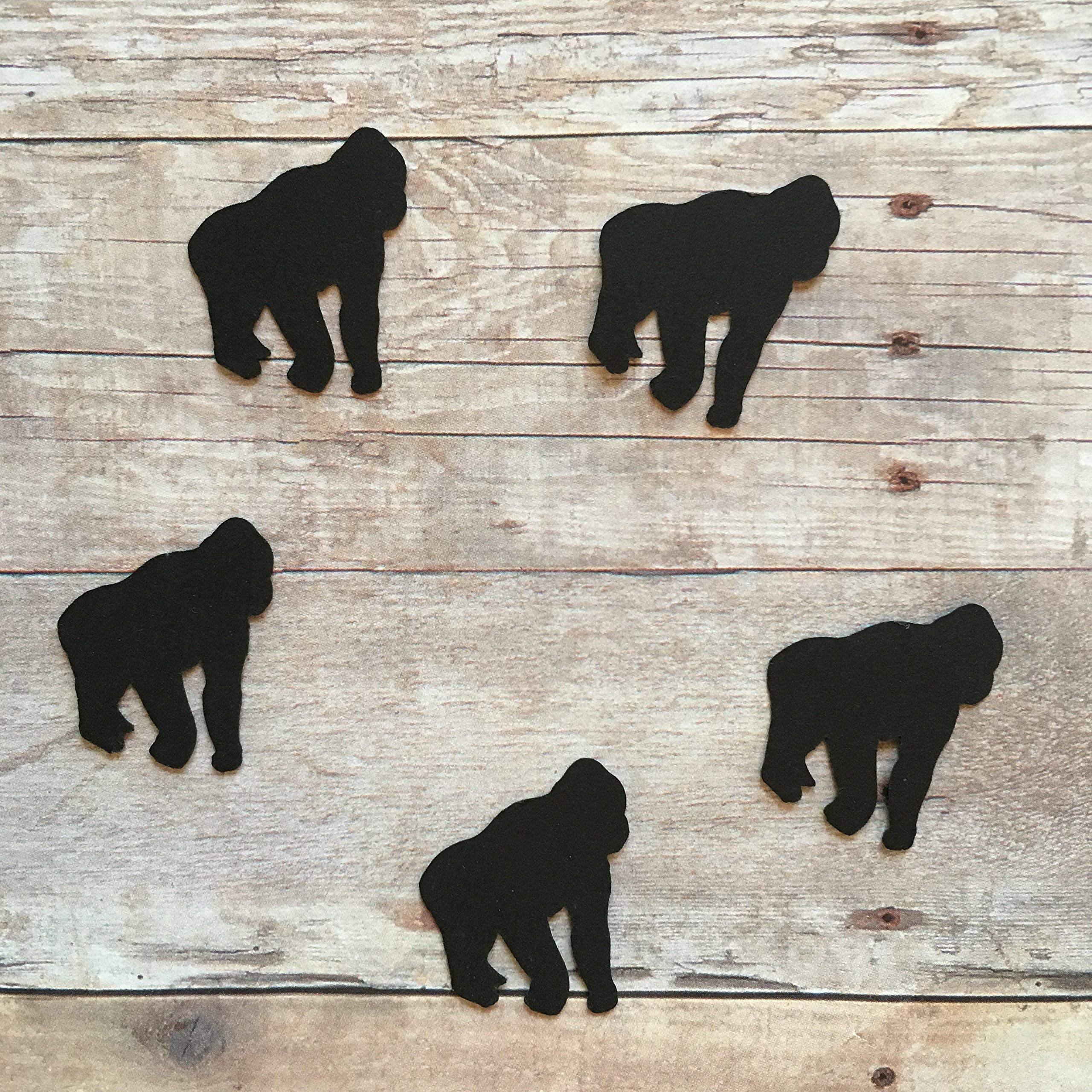 Gorilla Confetti & Monkey Decorations - Jungle Theme Party Supplies for Animal Birthday, Baby Shower & Safari Events - Table Scatter & Gorilla Cutouts