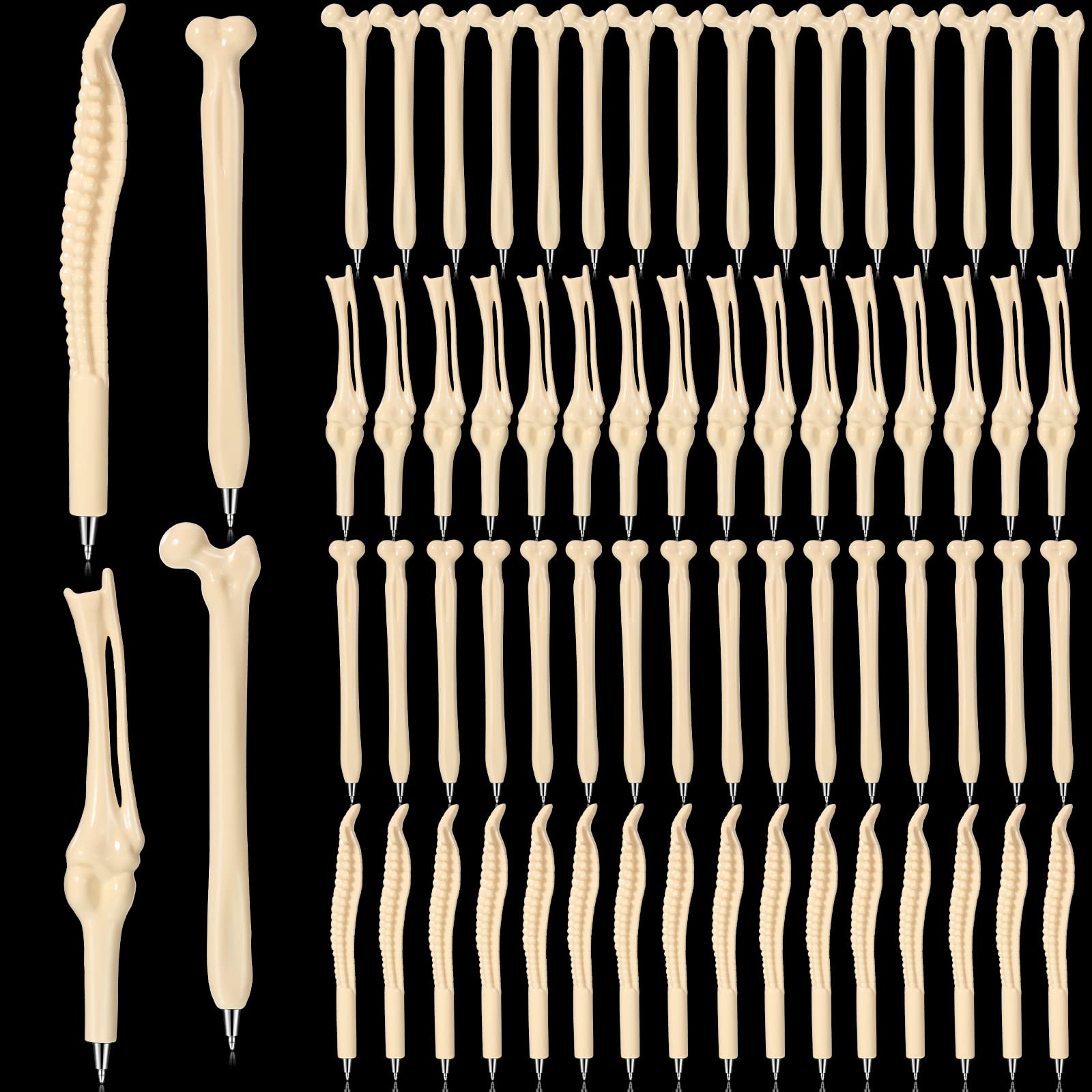 Outus 60-Pack Novelty Skeleton Finger Ballpoint Pens - Fun Bone Shape Pens with Blue Ink for School, Office, Halloween & Parties - Perfect for Doctors, Nurses, Teachers & Students (60 Pieces)